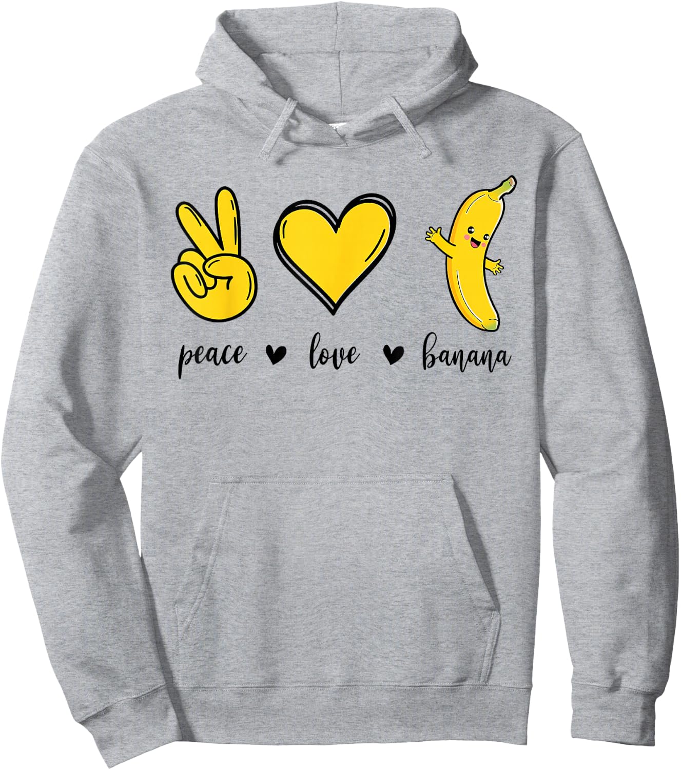 Peace Love Bananas, Fresh Banana Gift Fruit Lover Vegan Hoodie - Hoodie | Ash