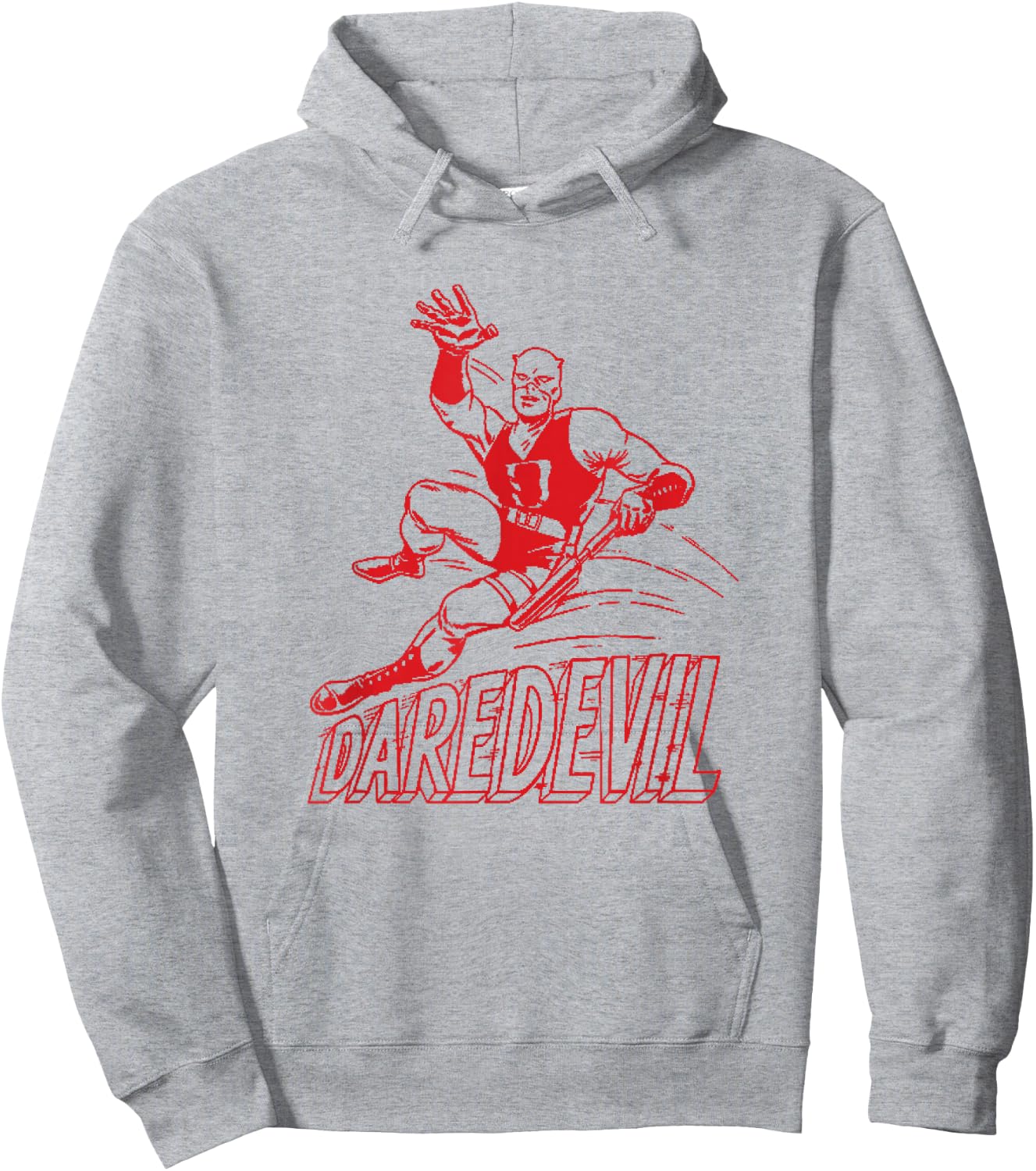 Marvel Comics Retro Classic Daredevil Vintage Suit Outline Hoodie - Hoodie | Ash
