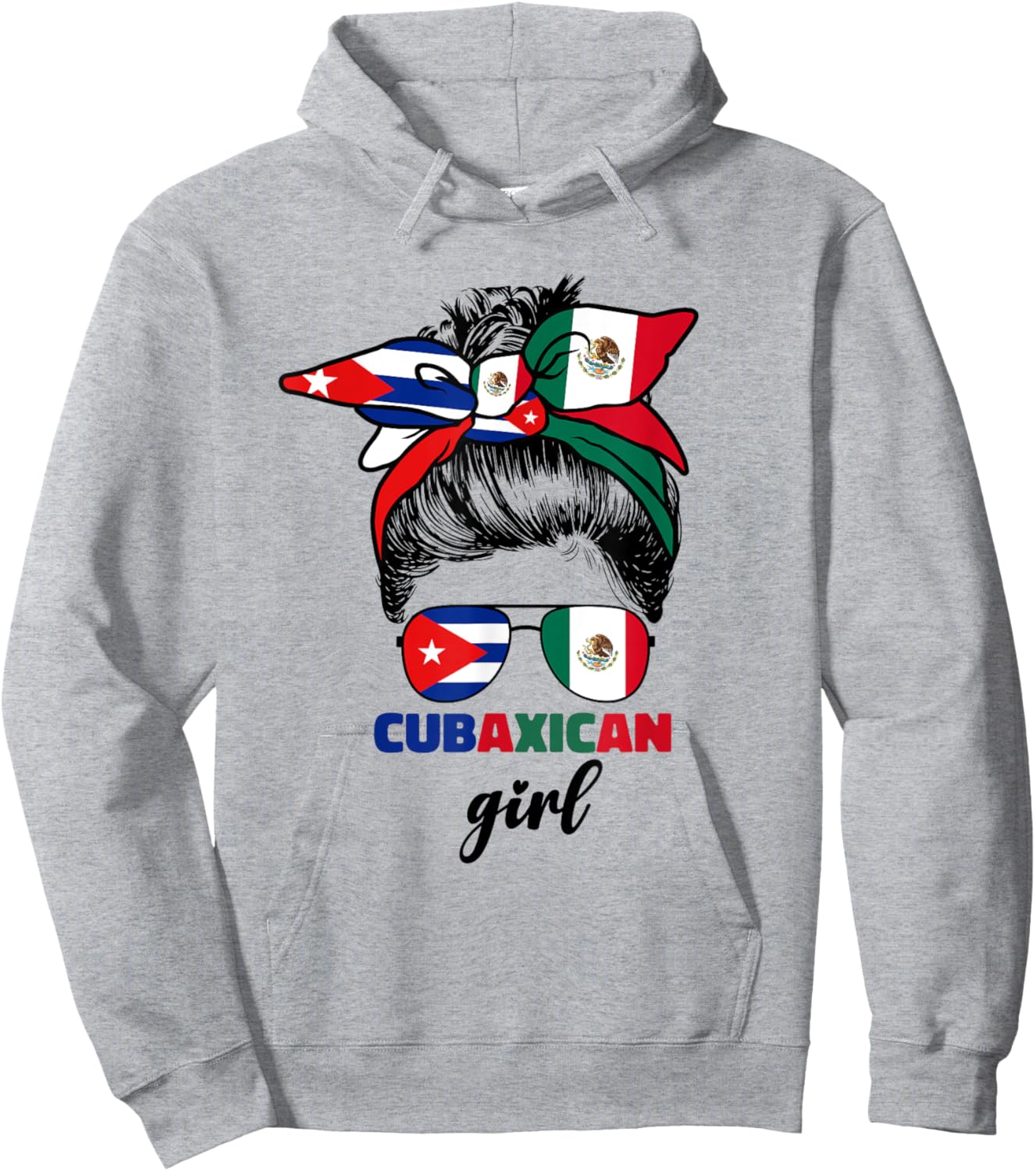 Half Mexican And Half Cuban Mexico Cuba Flag Girl Hoodie - Hoodie | Ash