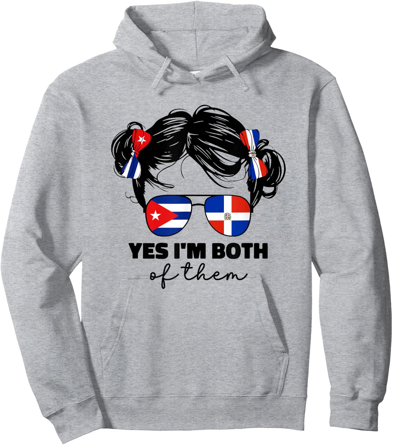 Half Dominican Republic And Cuban Cuba Flag Kids Girl Mix Hoodie - Hoodie | Ash