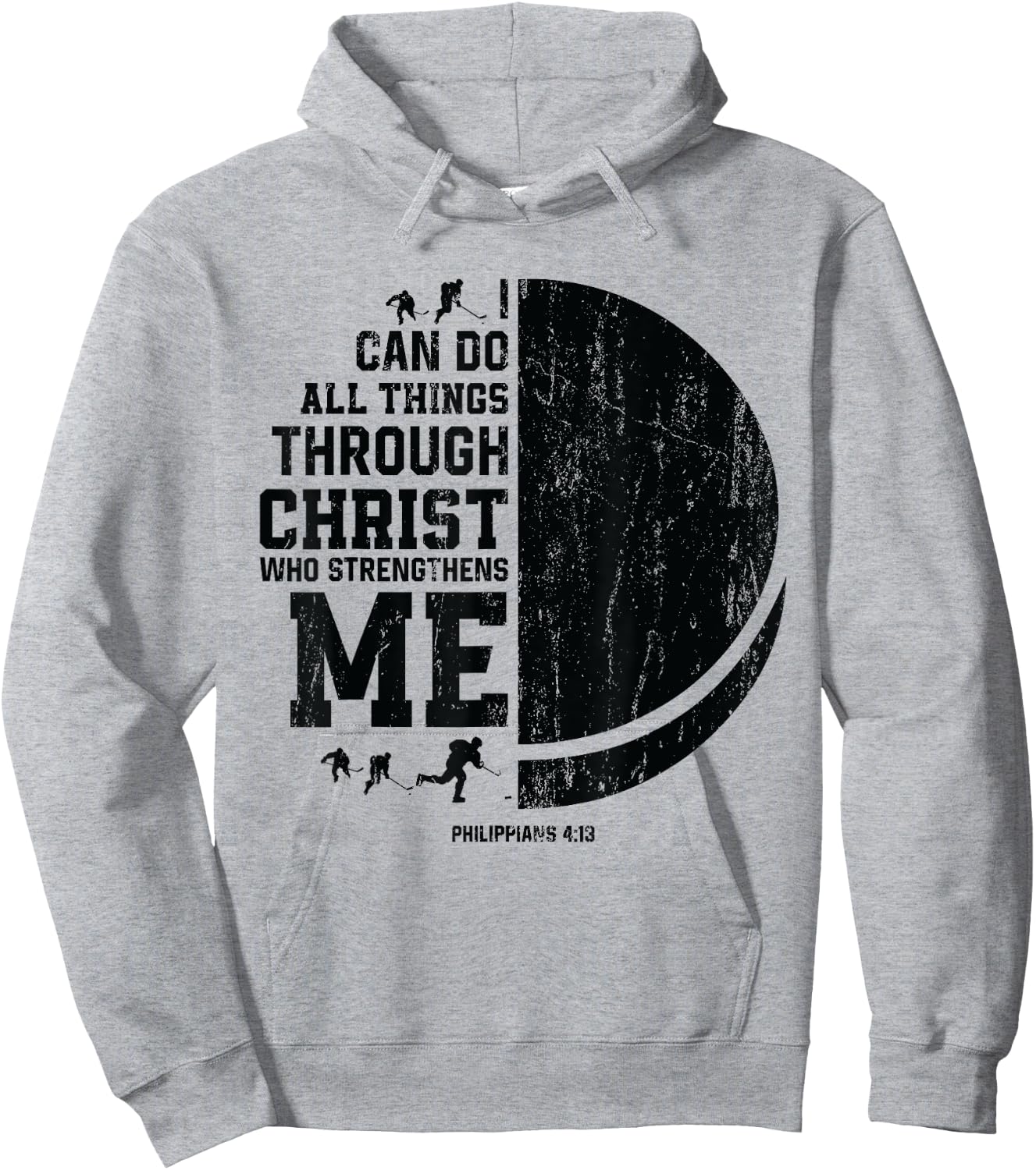 Christ Strengthens Me - Religious Christian Ice Hockey Hoodie - Hoodie | Ash