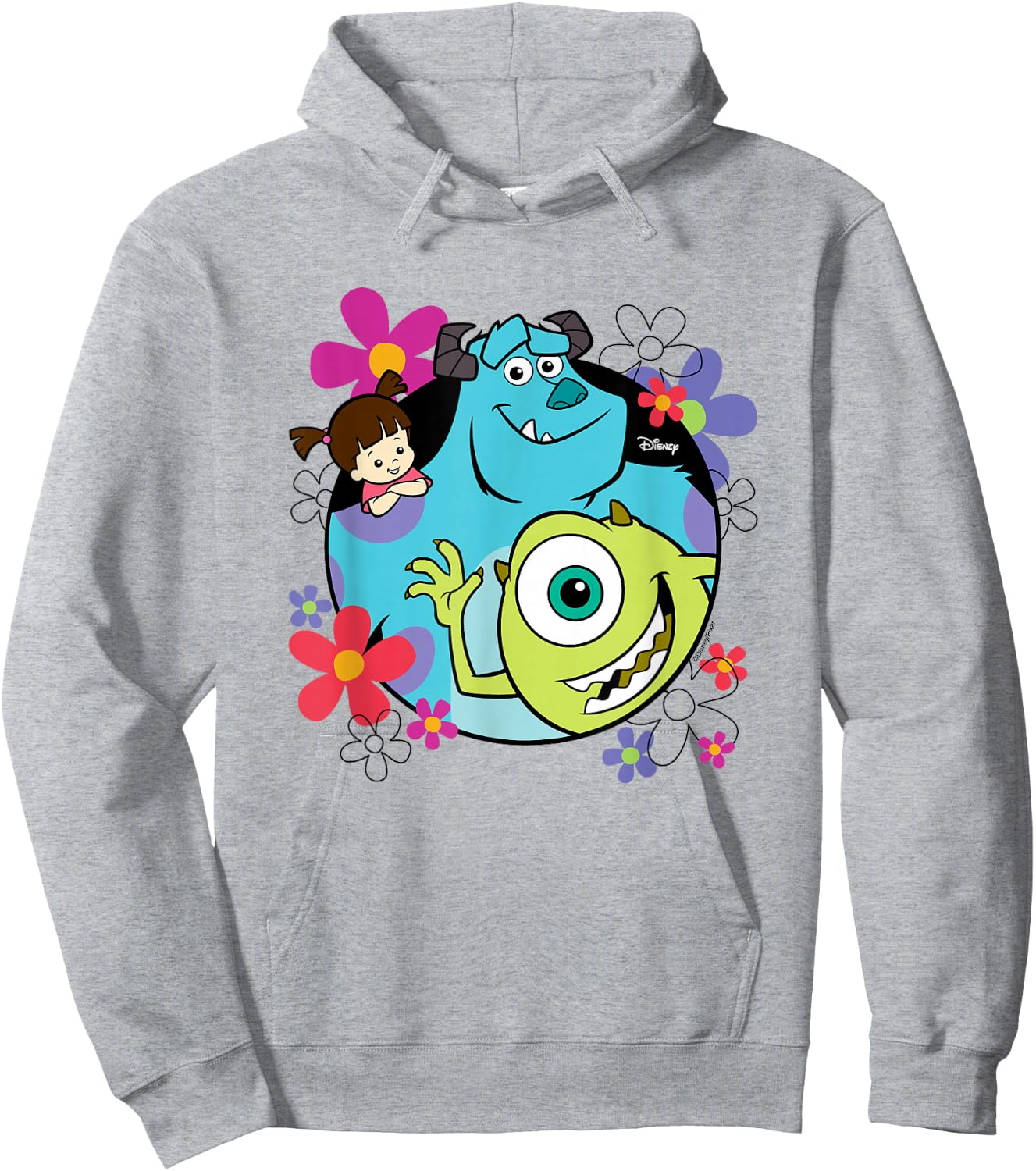 Monsters Inc - Sully Mike Wazoski Boo Floral Circle Group Hoodie - Hoodie | Ash