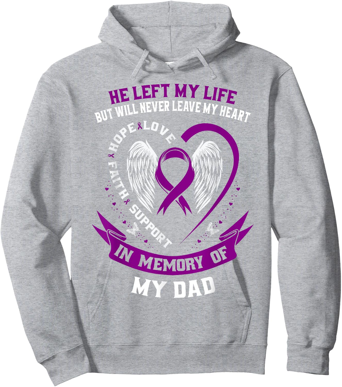 Memorial Gifts Loss Dad Father Pancreatic Cancer Awareness Hoodie - Hoodie | Ash