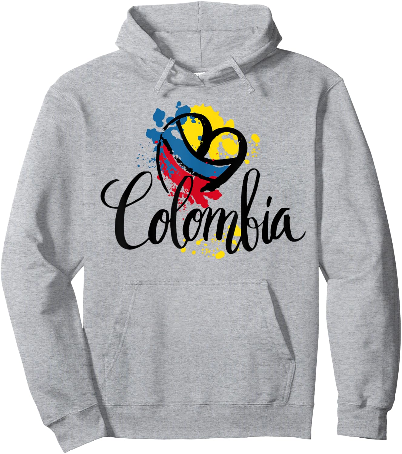 Beautiful I Love Colombia National Flag Colors Heart Hoodie - Hoodie | Ash