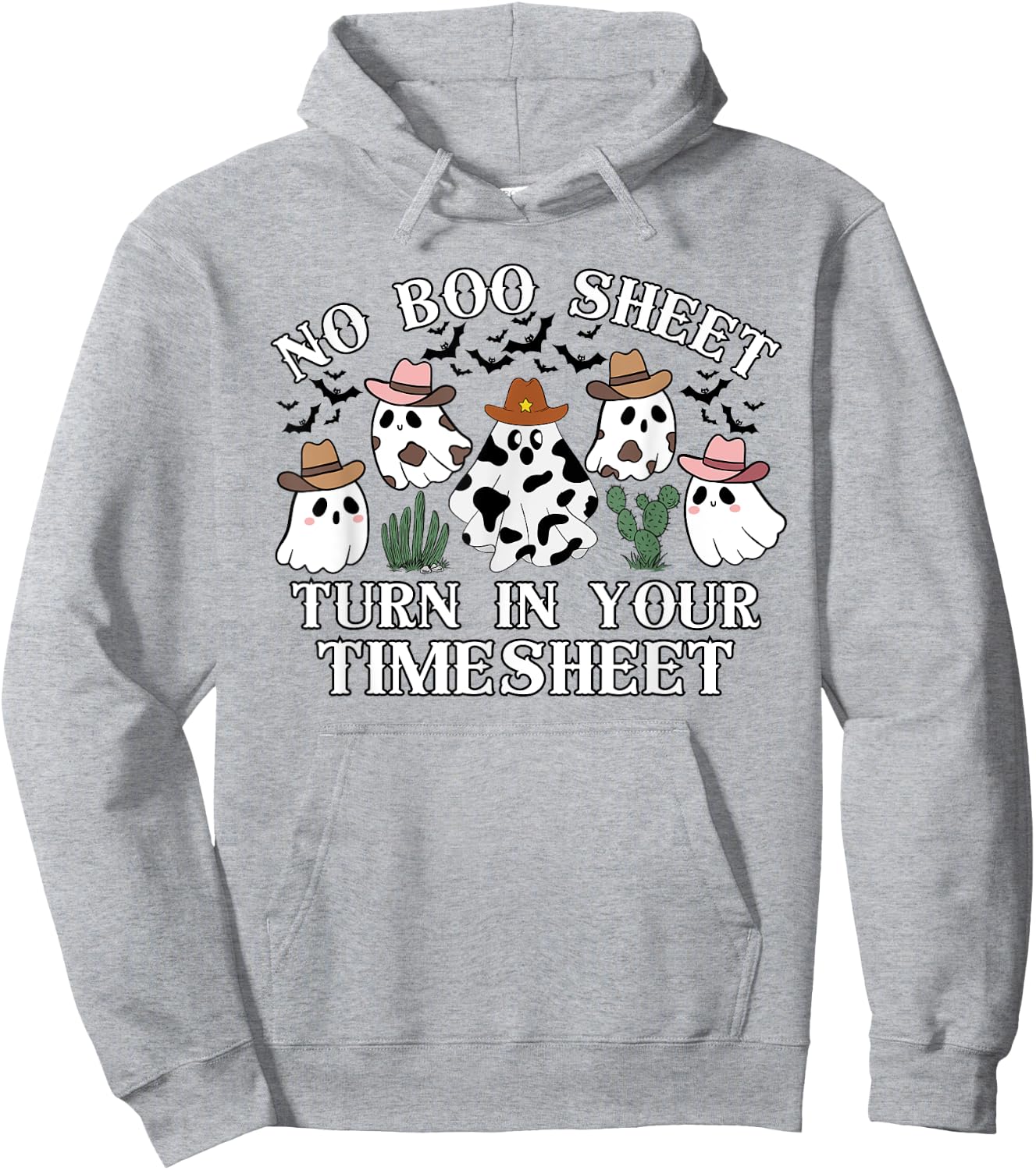 No Boo Sheet Timesheet Funny HR Payroll Halloween Ghosts Hoodie - Hoodie | Ash