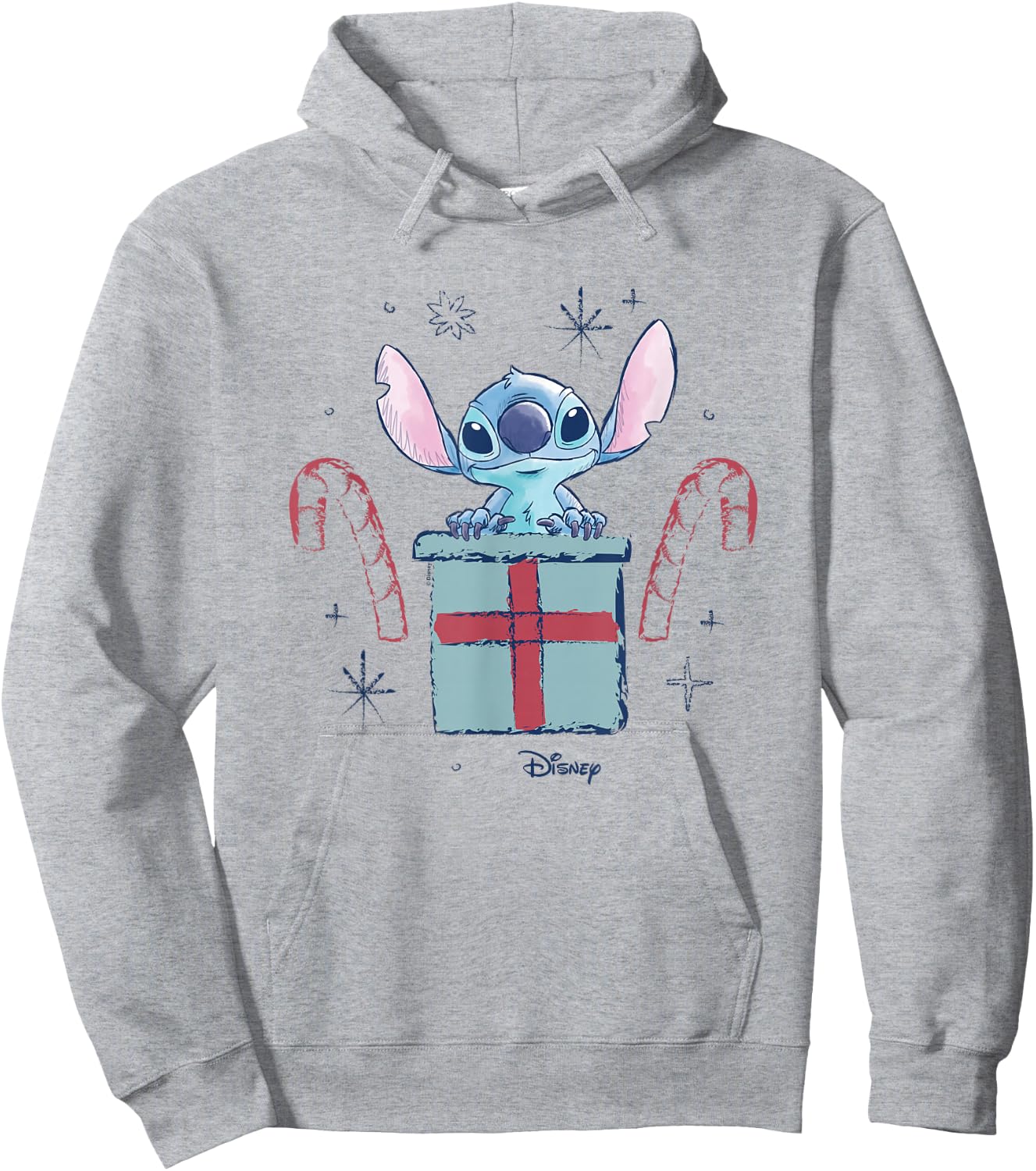 Lilo & Stitch - Christmas Stitch Candy Cane Gift Hoodie - Hoodie | Ash