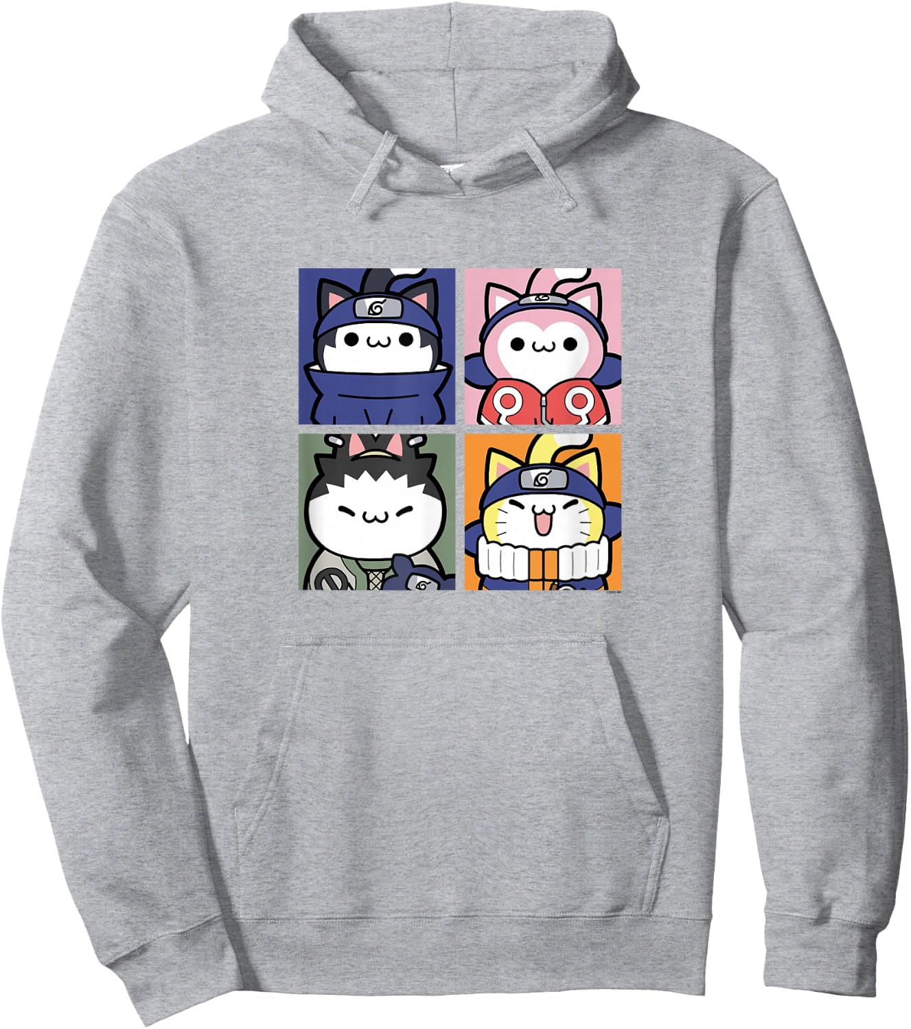 Nyaruto Sasuke Sakura Shikamaru Naruto Cats Group Shot Panel Hoodie - Hoodie | Ash