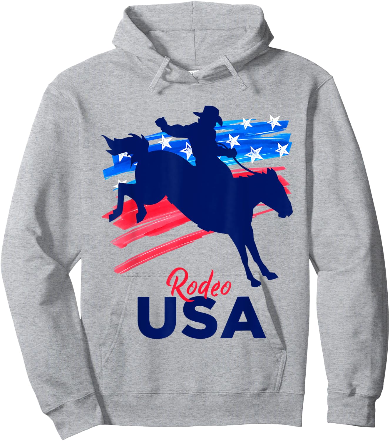 Rodeo Support the Team Rodeo Cowboy Rider Horse USA Flag Hoodie - Hoodie | Ash