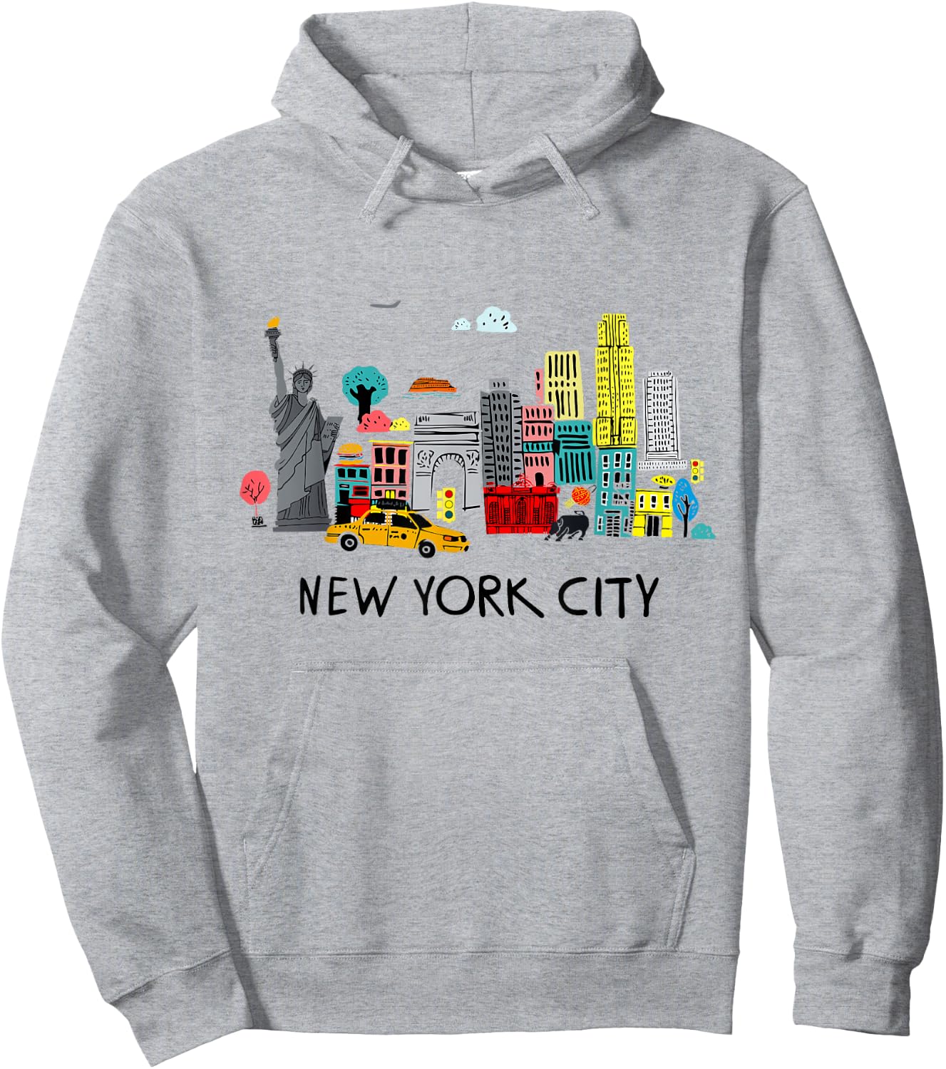 Cool New York City Sketch Drawing Art Illustration Graphic Hoodie - Hoodie | Ash