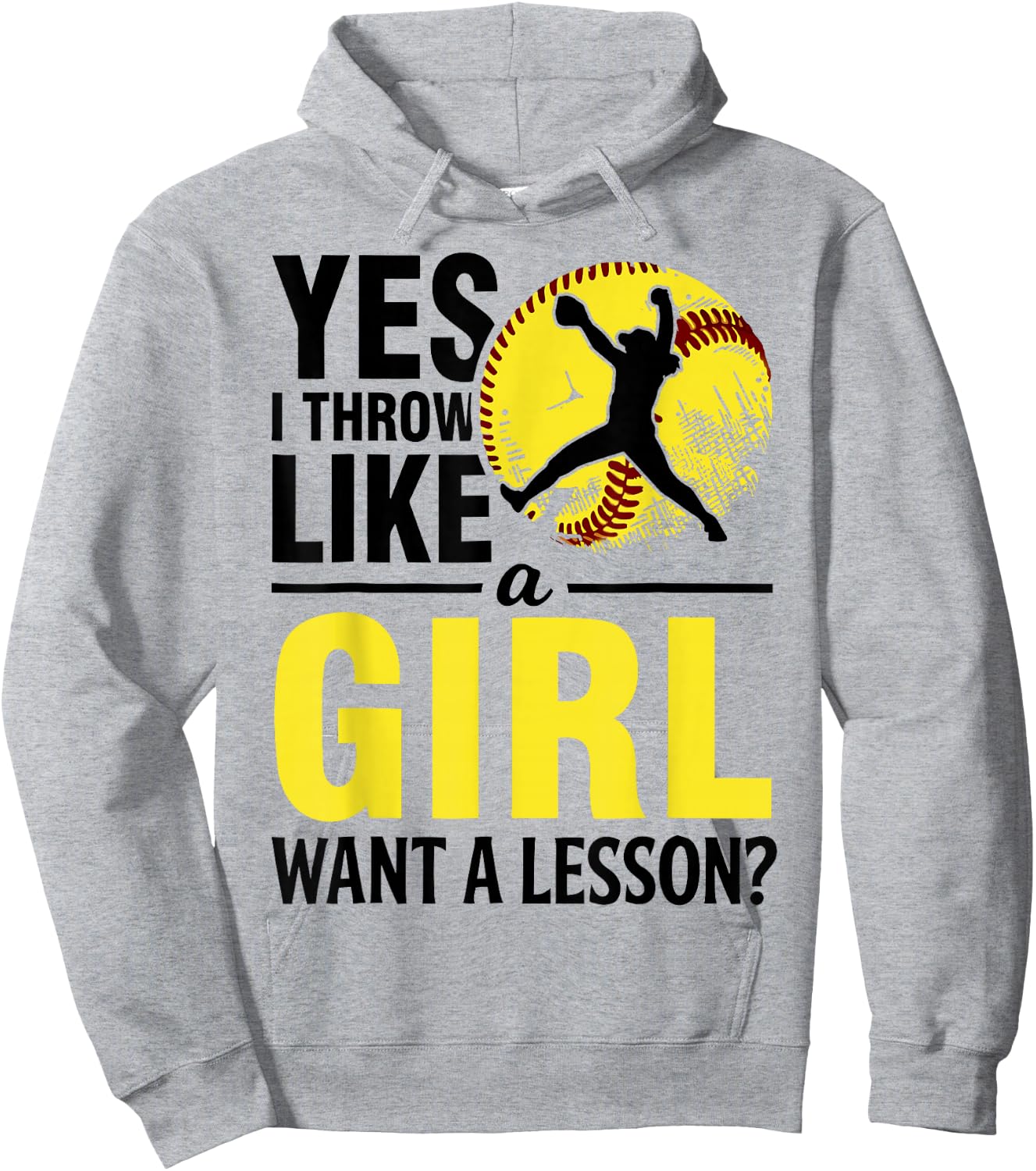 Softball Yes I Throw Like Girl Teen Women Funny Graphic Hoodie - Hoodie | Ash