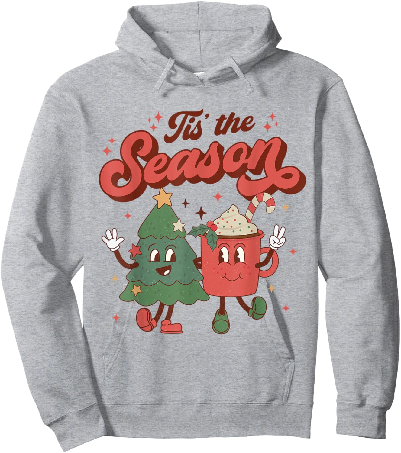 Tis The Season Retro Christmas 70s 80s Vintage Groovy Cute Hoodie - Hoodie | Ash