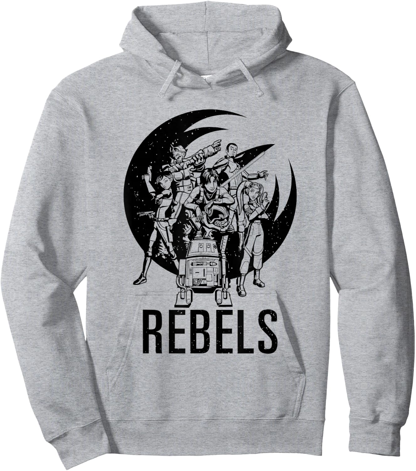 Star Wars Rebels Main Heroes Black & White Group Shot Hoodie - Hoodie | Ash