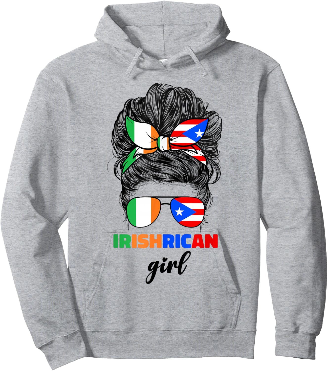 Half Irish And Puerto Rican Rico Ireland Flag Girl Hoodie - Hoodie | Ash