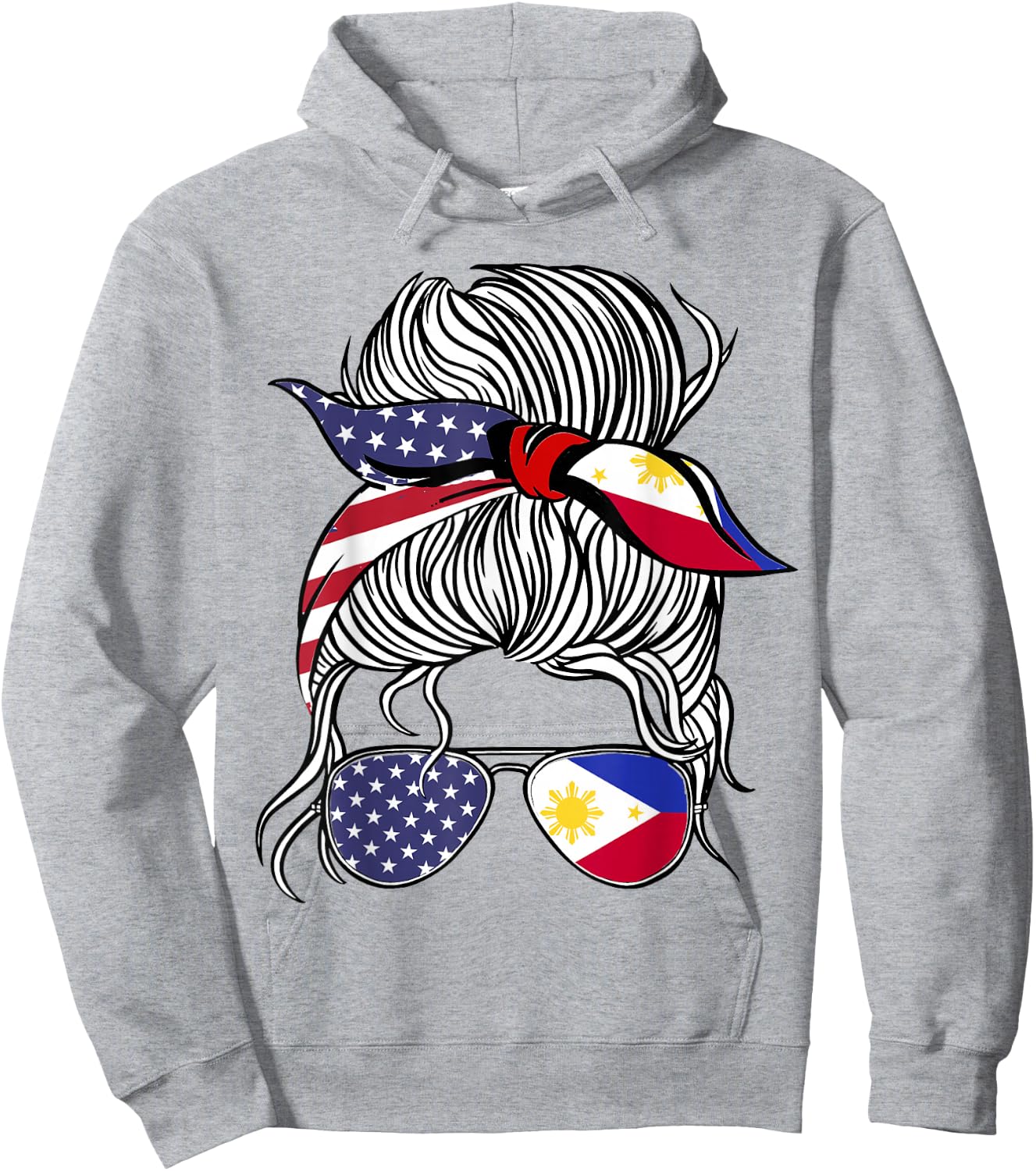 American Filipina Patriot Flag Women Girl Philippines Grown Hoodie - Hoodie | Ash