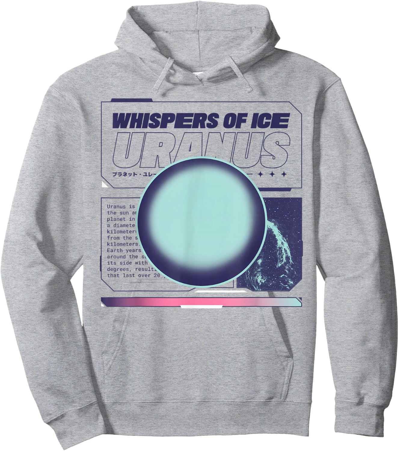 Futuristic Astronomy Gas Giant Uranus Hoodie - Hoodie | Ash