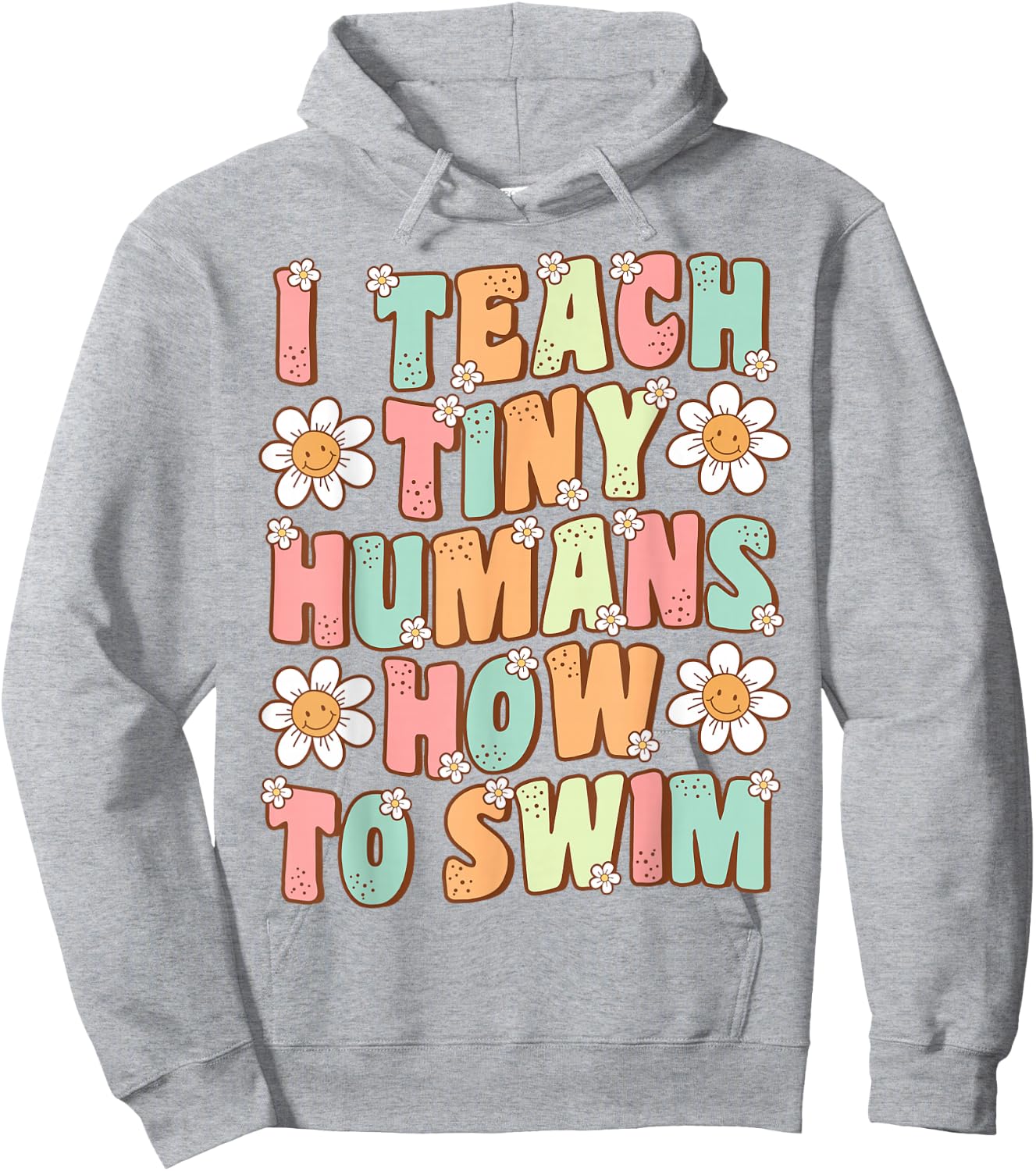 I Teach Tiny Humans to Swim Instructor Groovy Retro Swimming Hoodie - Hoodie | Ash