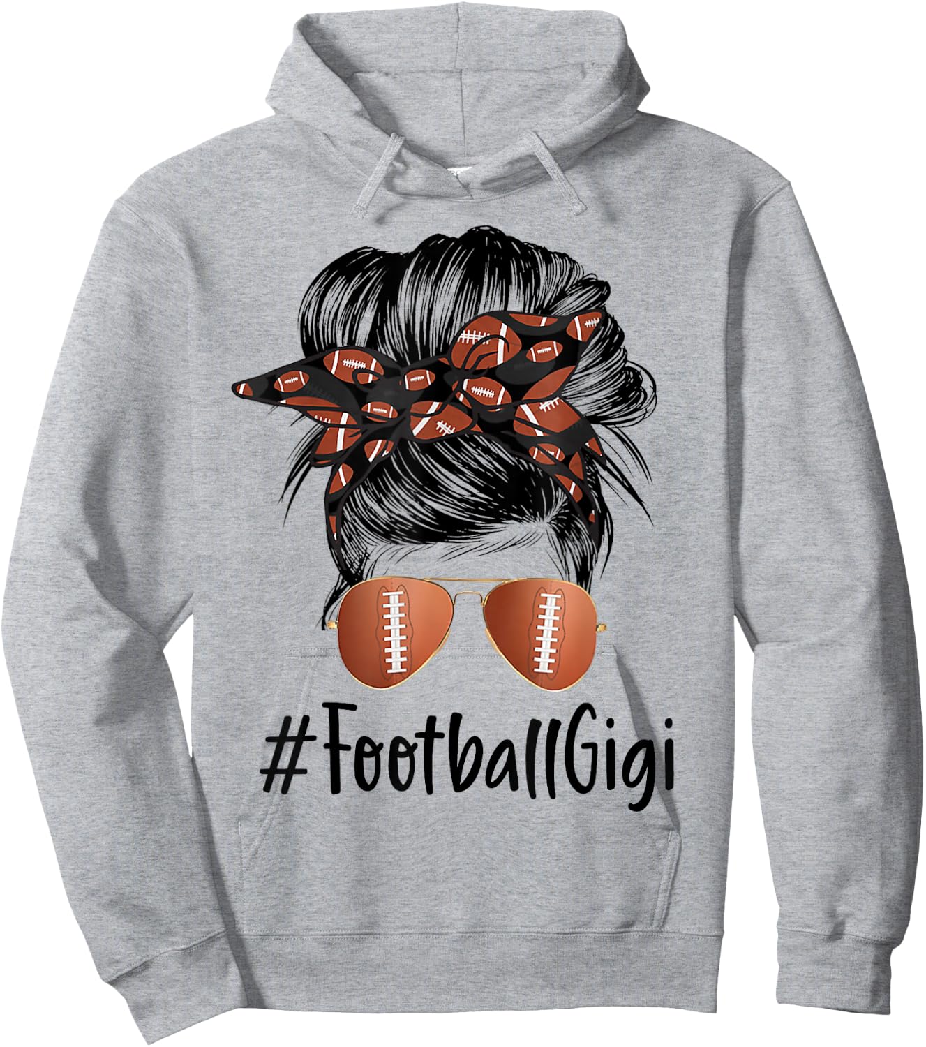 Football Gigi Life Messy Bun Football Player Mother's Day Hoodie - Hoodie | Ash
