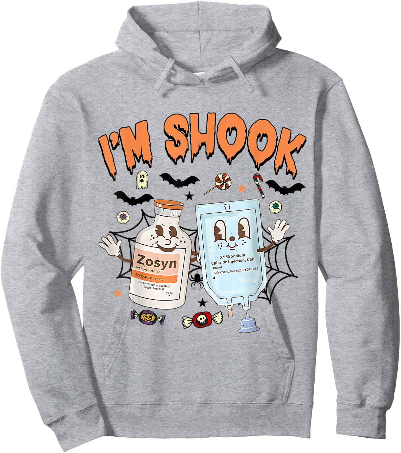 Funny Zosyn I'm In Shook Halloween Spooky ICU ER Nurses Week Hoodie - Hoodie | Ash