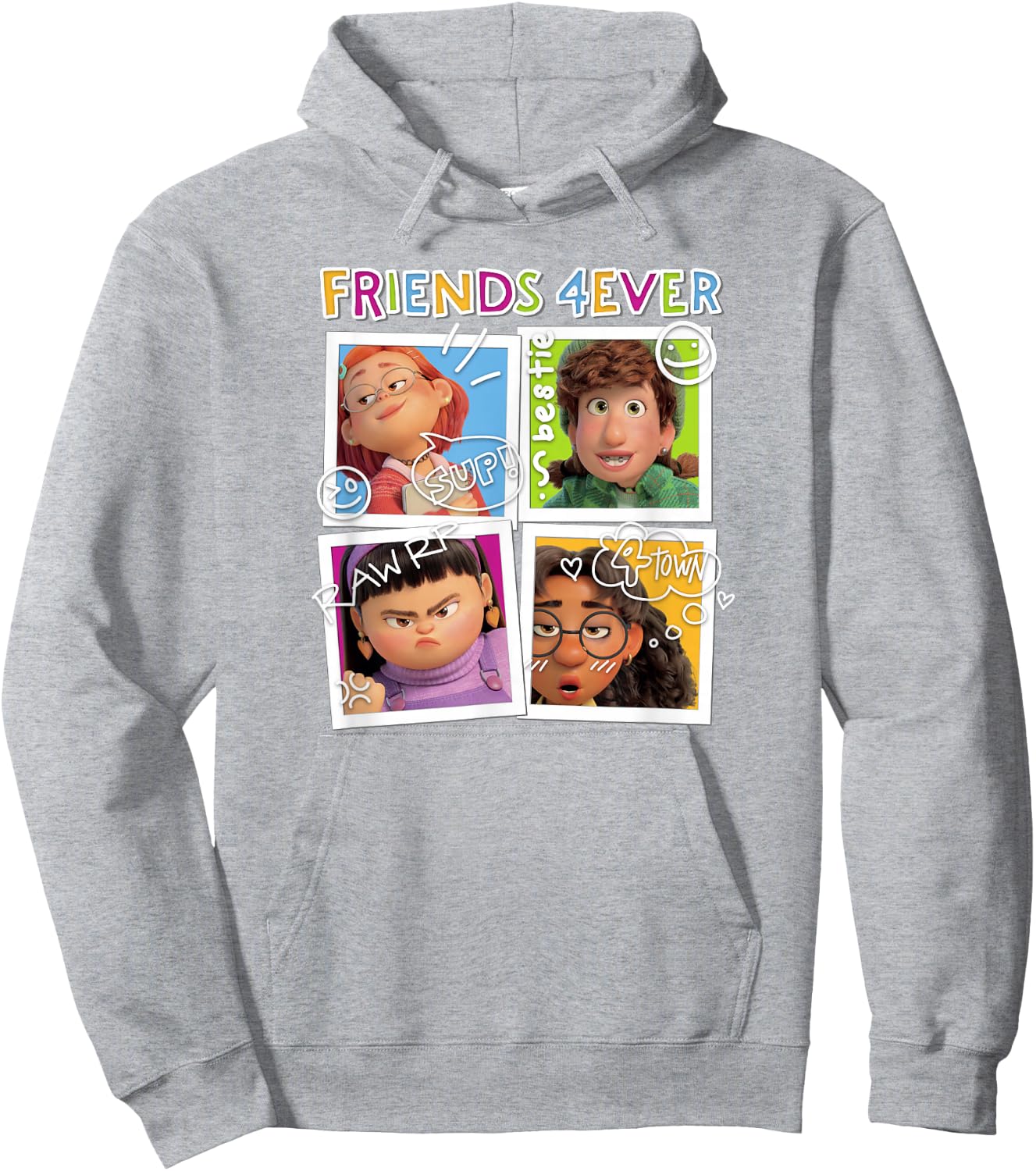 Disney Pixar Turning Red Group Shot Friends Forever Hoodie - Hoodie | Ash
