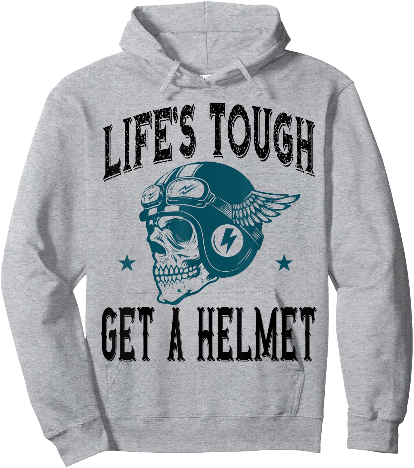 Life's Tough Get a Helmet Funny Skeleton Riding Motorcycle Hoodie - Hoodie | Ash