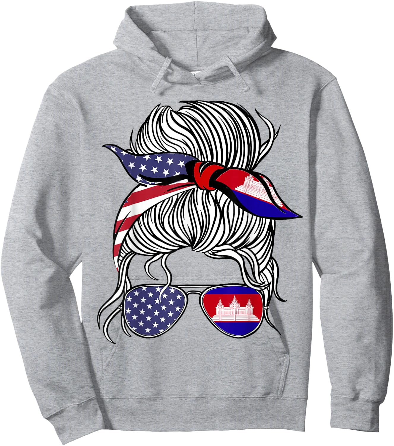 American Cambodian Patriot Flag Women Girl Cambodia Grown Hoodie - Hoodie | Ash