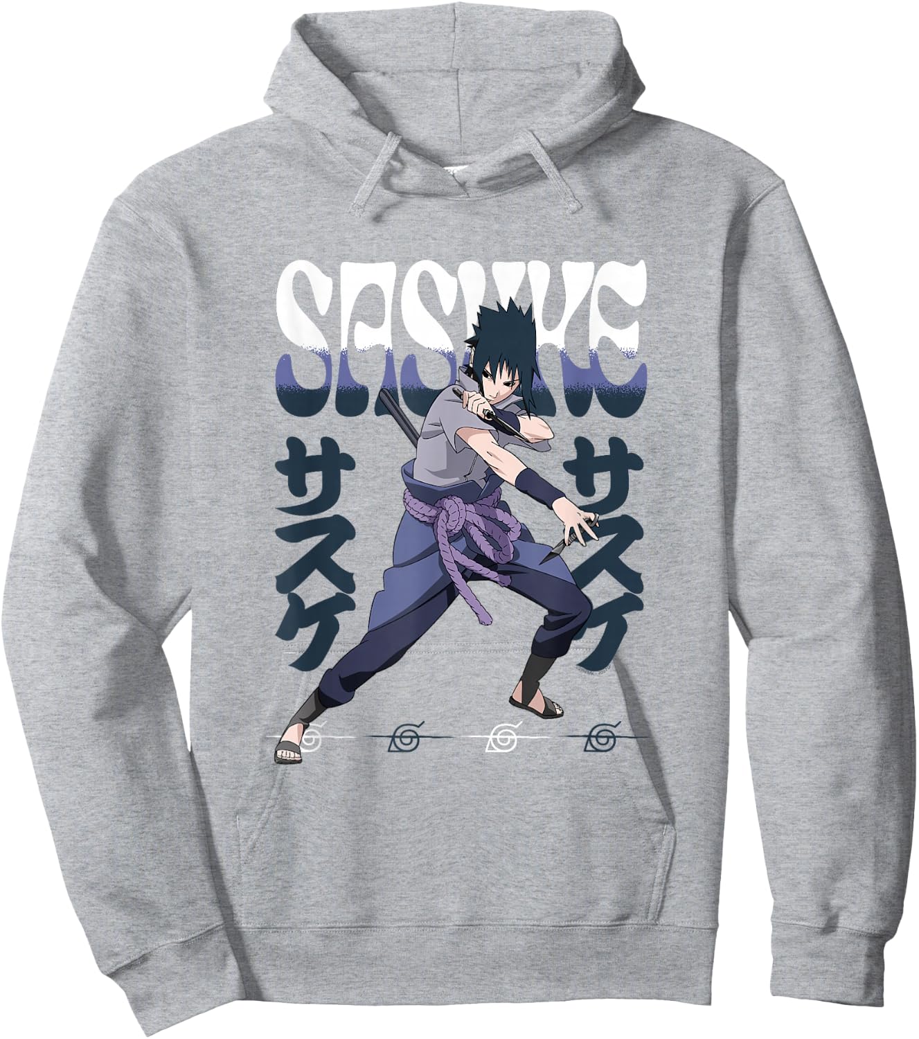 Naruto Shippuden Sasuke Attack Pose with Kanji Anime Hoodie - Hoodie | Ash