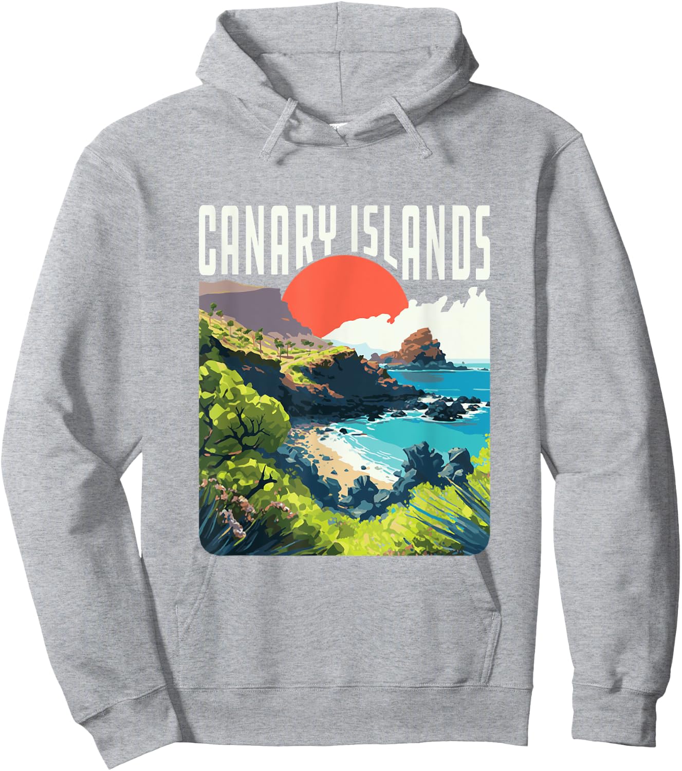 Canary Islands Vintage WPA Style Coastline Souvenir Hoodie - Hoodie | Ash
