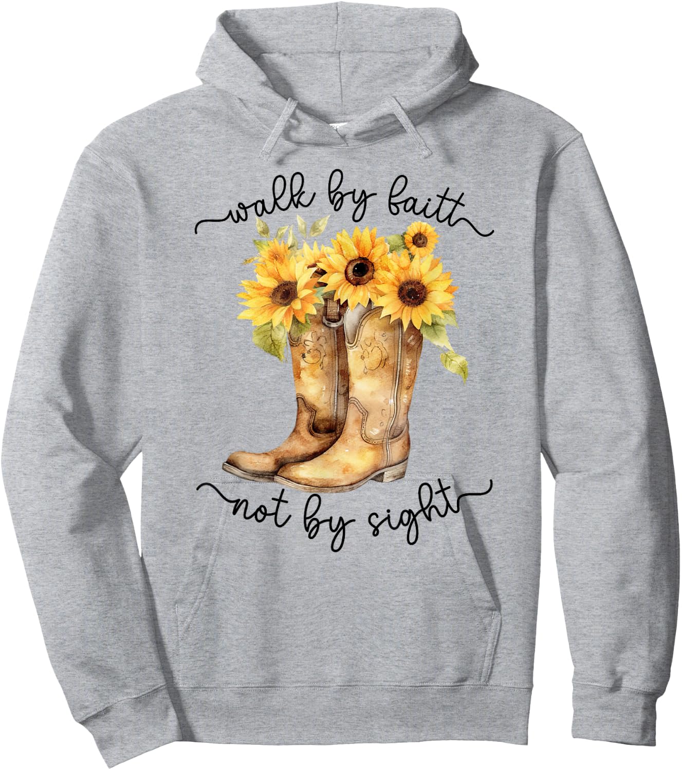 Christian Cowgirl Western Cowboy Sunflower Boots Hoodie - Hoodie | Ash