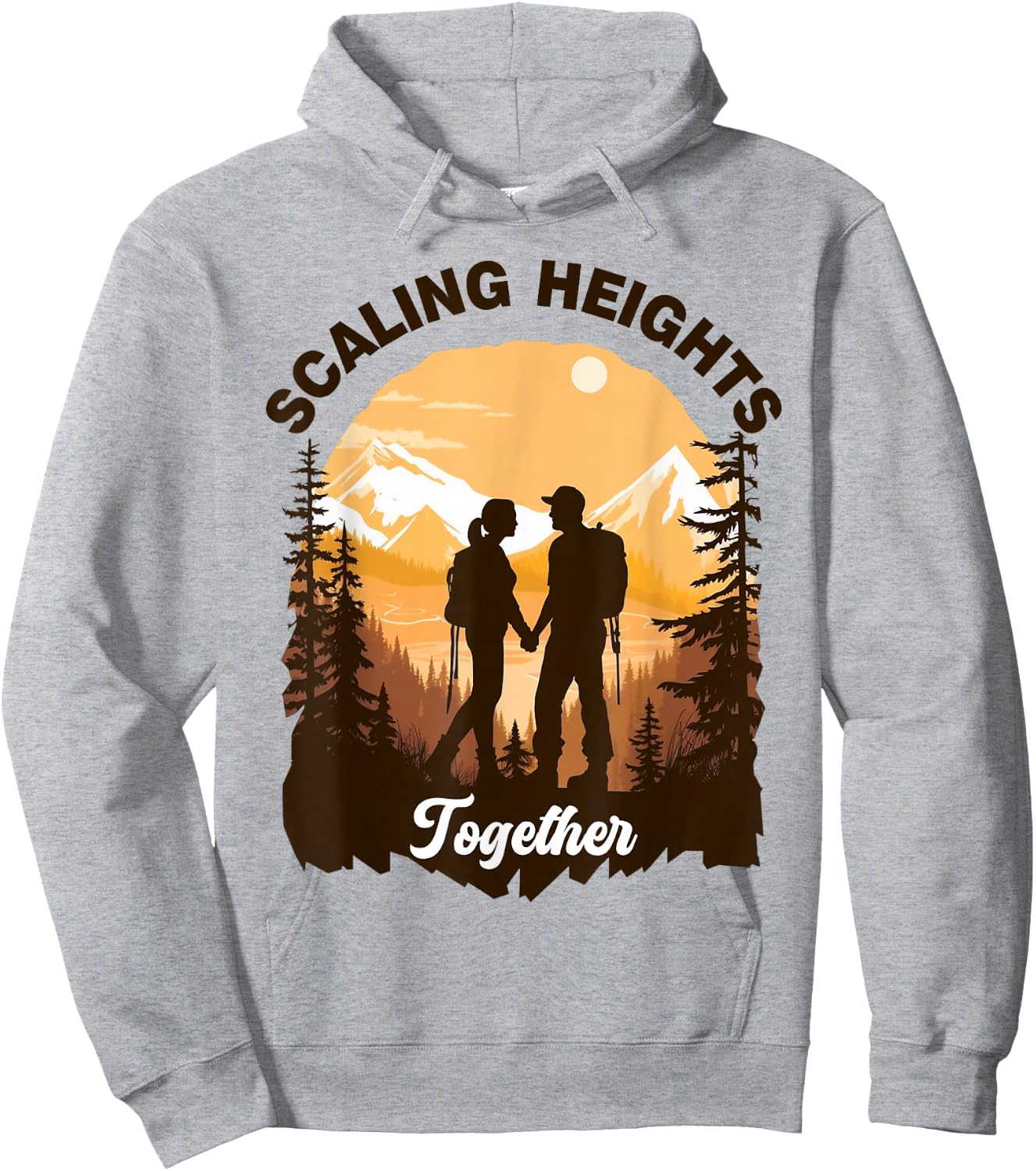 Scaling Heights Together Hiker Love Hike Gear Hiking Couple Hoodie - Hoodie | Ash