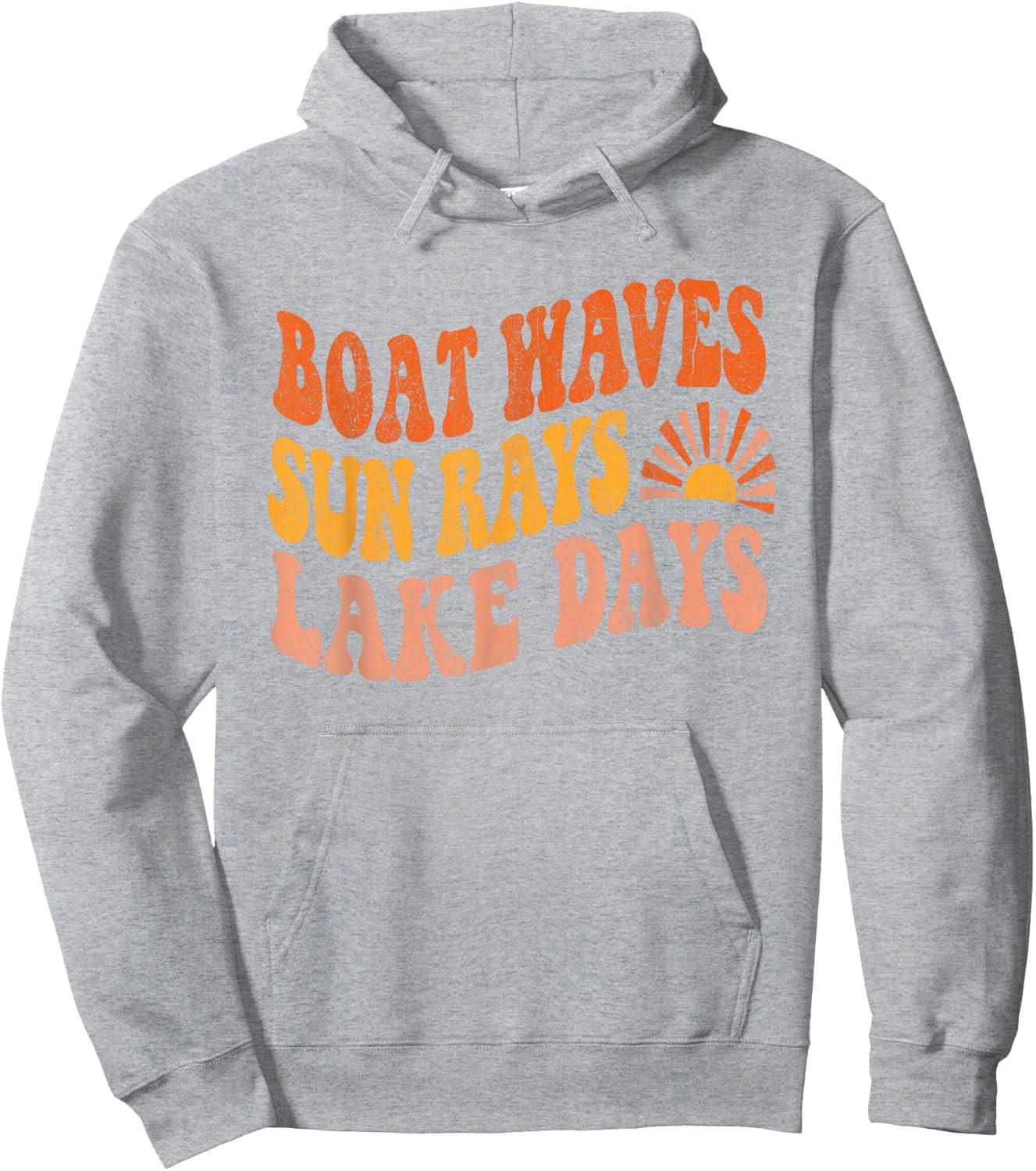 Boat Waves Sun Rays Lake Days Cute Retro 70s Summer Vacation Hoodie - Hoodie | Ash