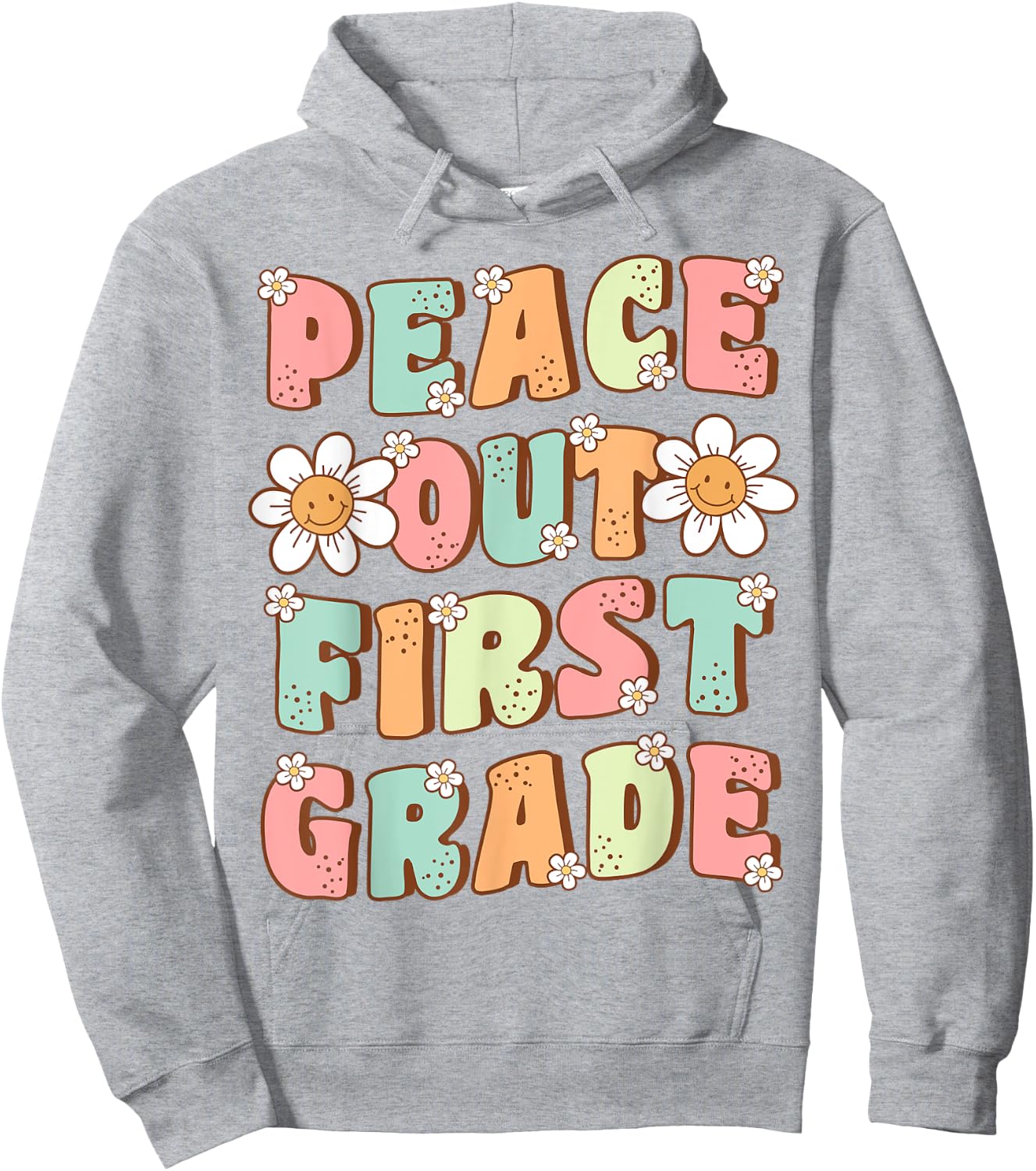 Peace Out First Grade Cute Groovy Last Day of 1st Grade Hoodie - Hoodie | Ash