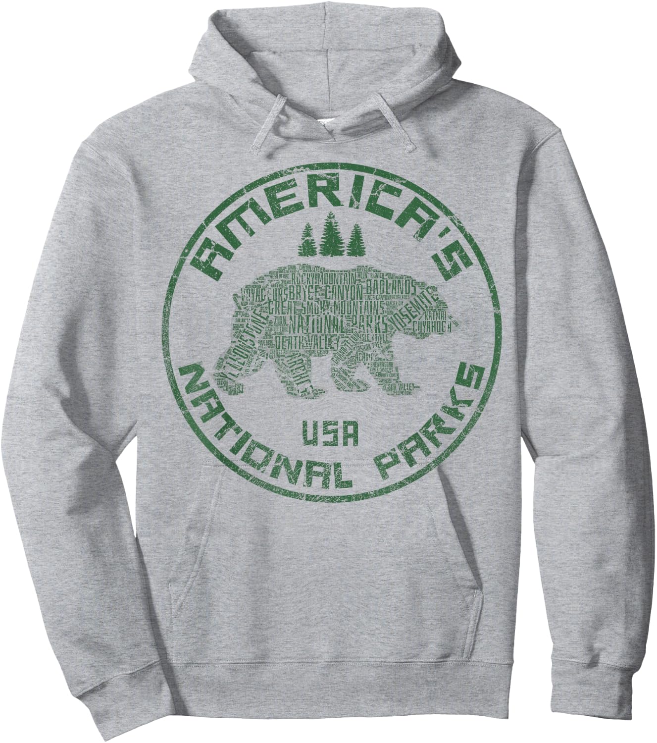 National Parks Bear Hiking Travel Camping Outdoors Retro USA Hoodie - Hoodie | Ash