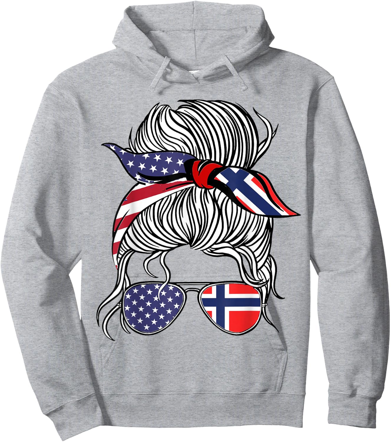 American Norwegian Patriot Flag Women Girl Norway Grown Hoodie - Hoodie | Ash