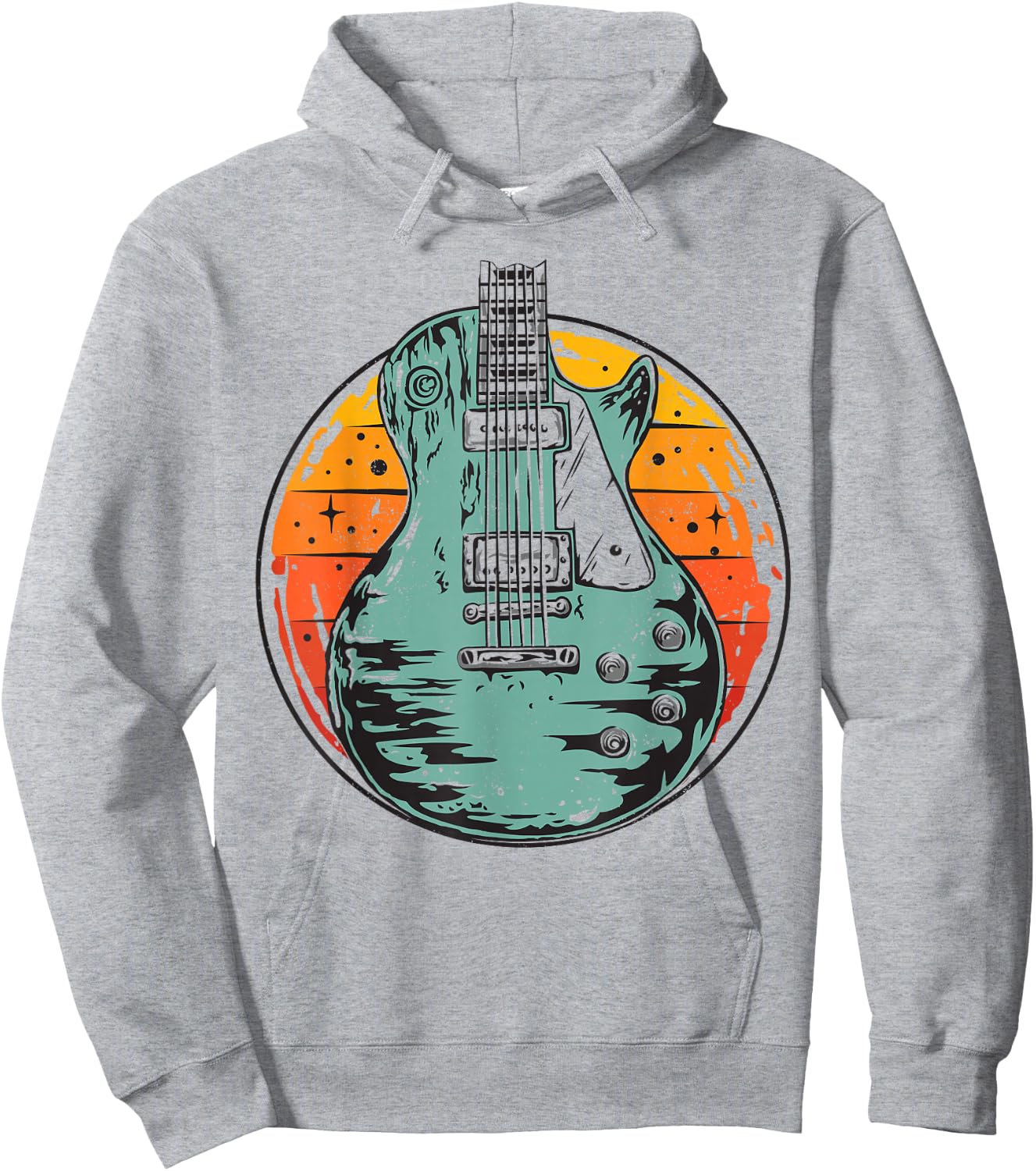 Electric Guitar Retro Sunset Vintage Music Band Guitarist Hoodie - Hoodie | Ash