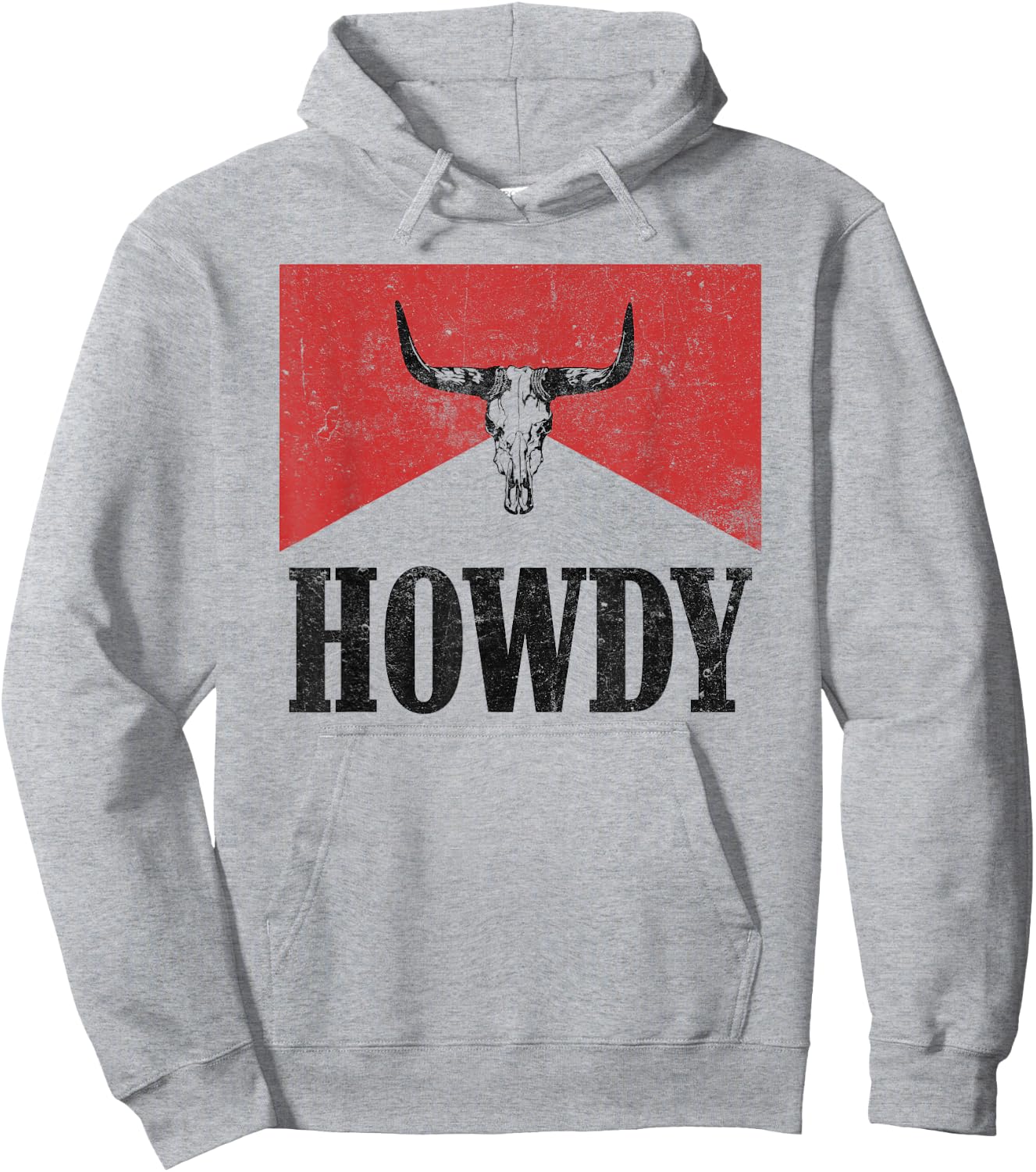 Vintage Bull Skull Hey There Howdy Western Country Cowgirl Hoodie - Hoodie | Ash