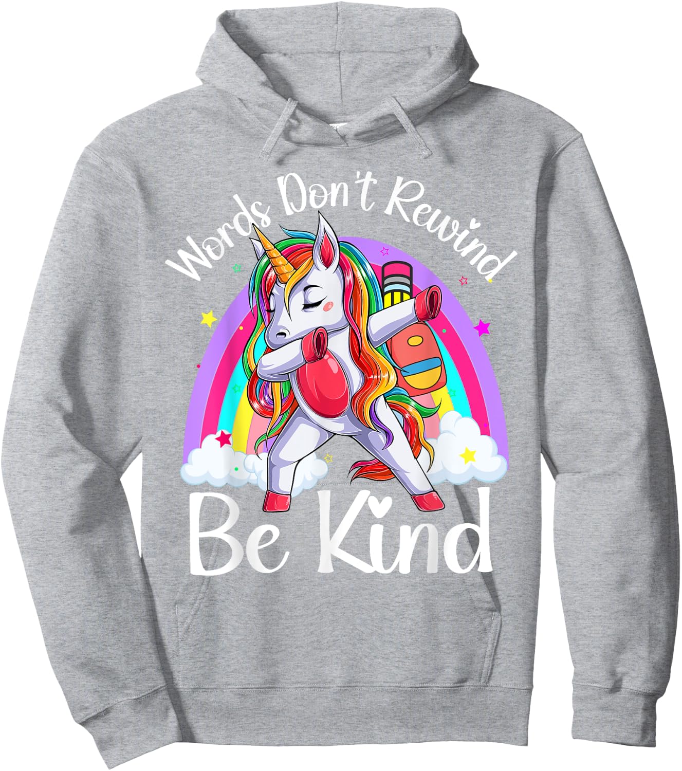 Unity Day Orange Unicorn Rainbow Be Kind Words Don't Rewind Hoodie - Hoodie | Ash