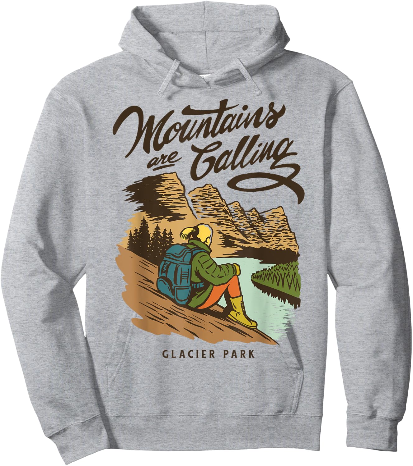 Retro Glacier National Park US Vintage Glacier Hoodie - Hoodie | Ash