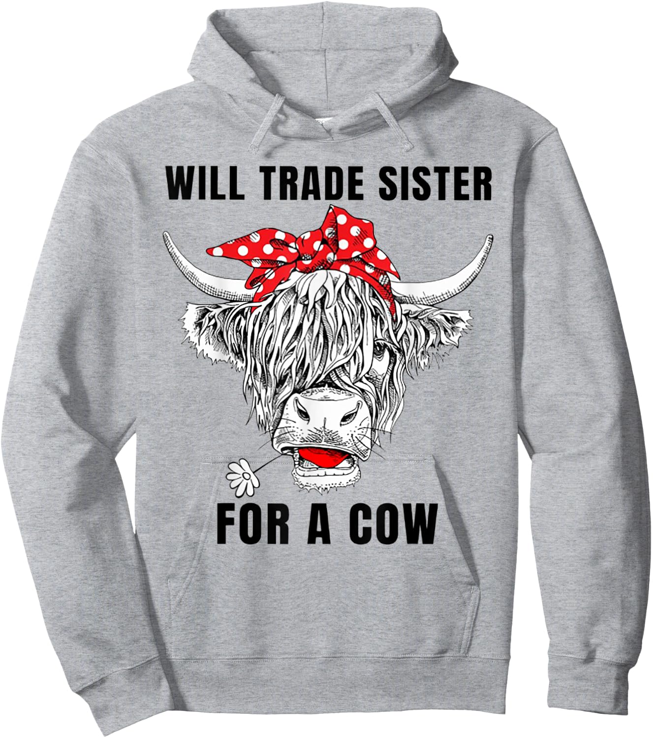 Will Trade Sister For A Cow Funny Cow Messy Bun Hoodie - Hoodie | Ash