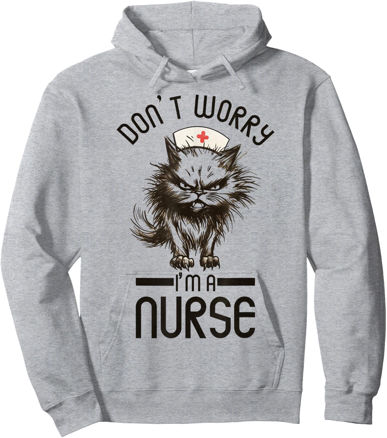Vintage Nurse Cat, Don't Worry I'm A Nurse Funny Nursing Hoodie - Hoodie | Ash