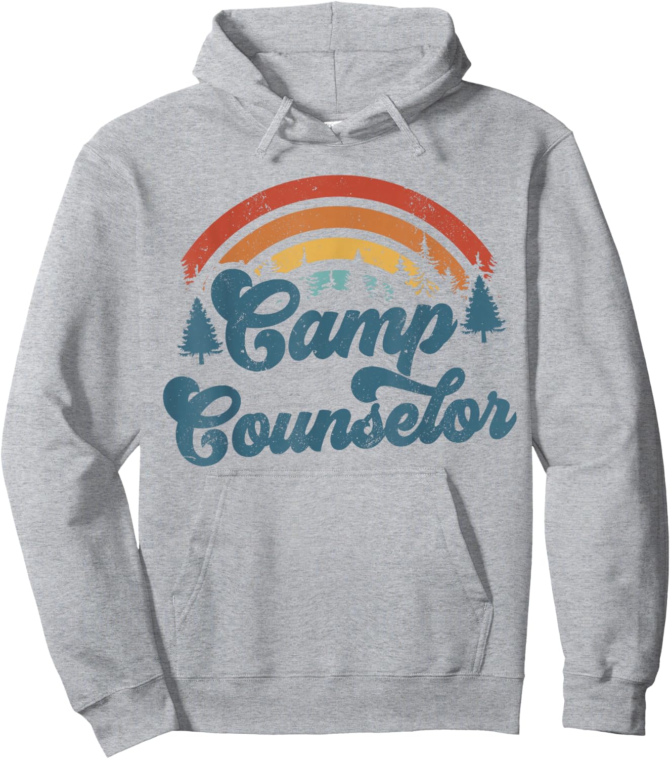 Summer Camp Counselor Staff Groovy Rainbow Camp Counselor Hoodie - Hoodie | Ash