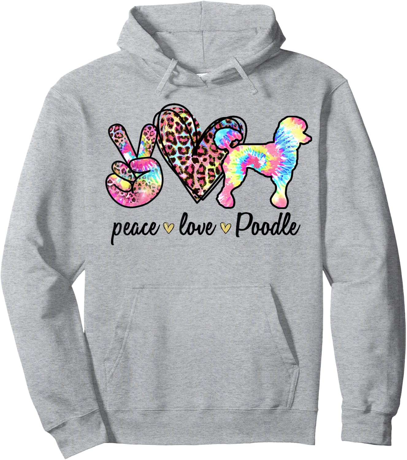 Cute Peace Love Poodle Tie-dye Women Dog Lover Mothers Day Hoodie - Hoodie | Ash