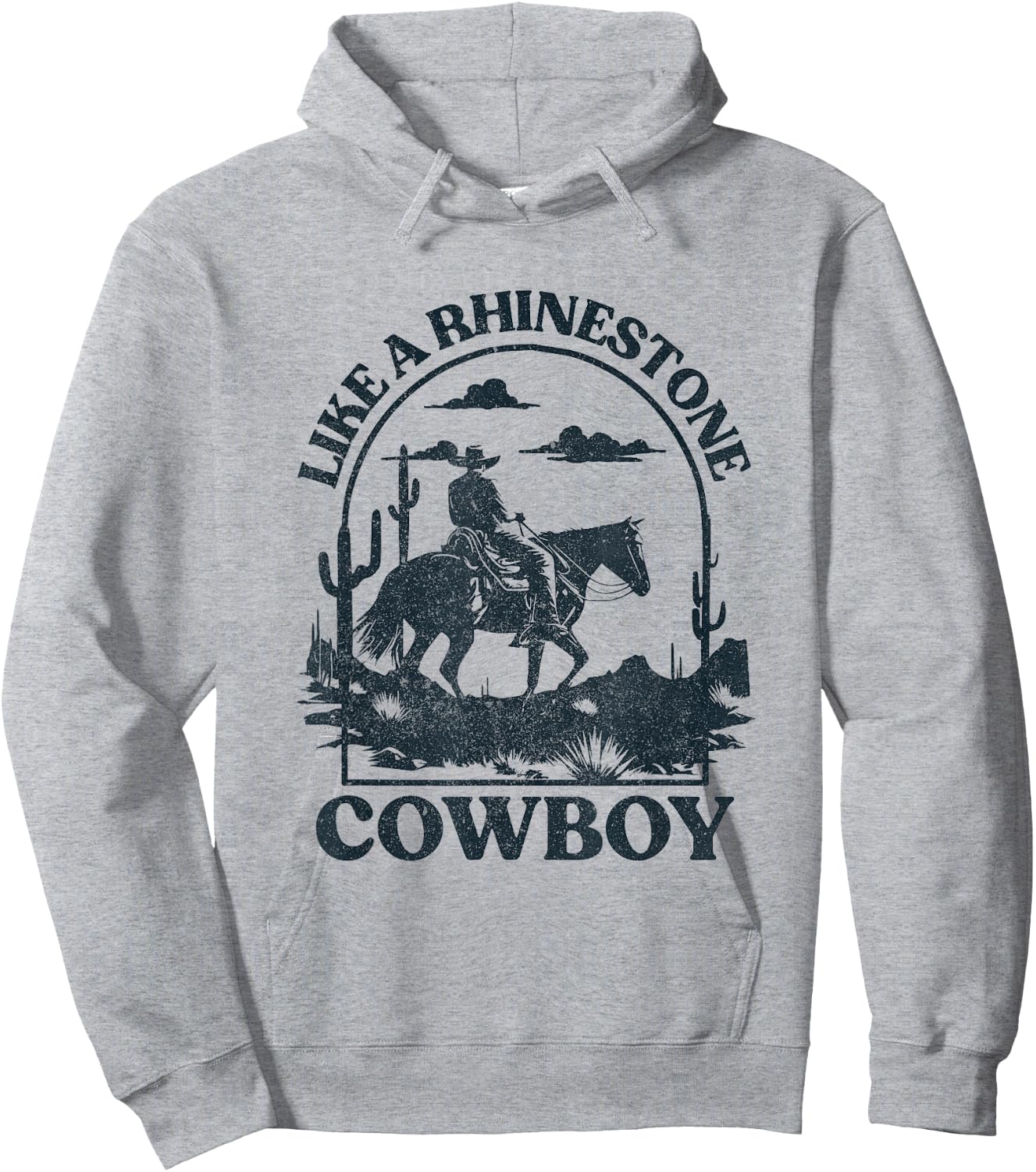 Like A Rhinestone Cowboy Horseback Western Rodeo Country Hoodie - Hoodie | Ash