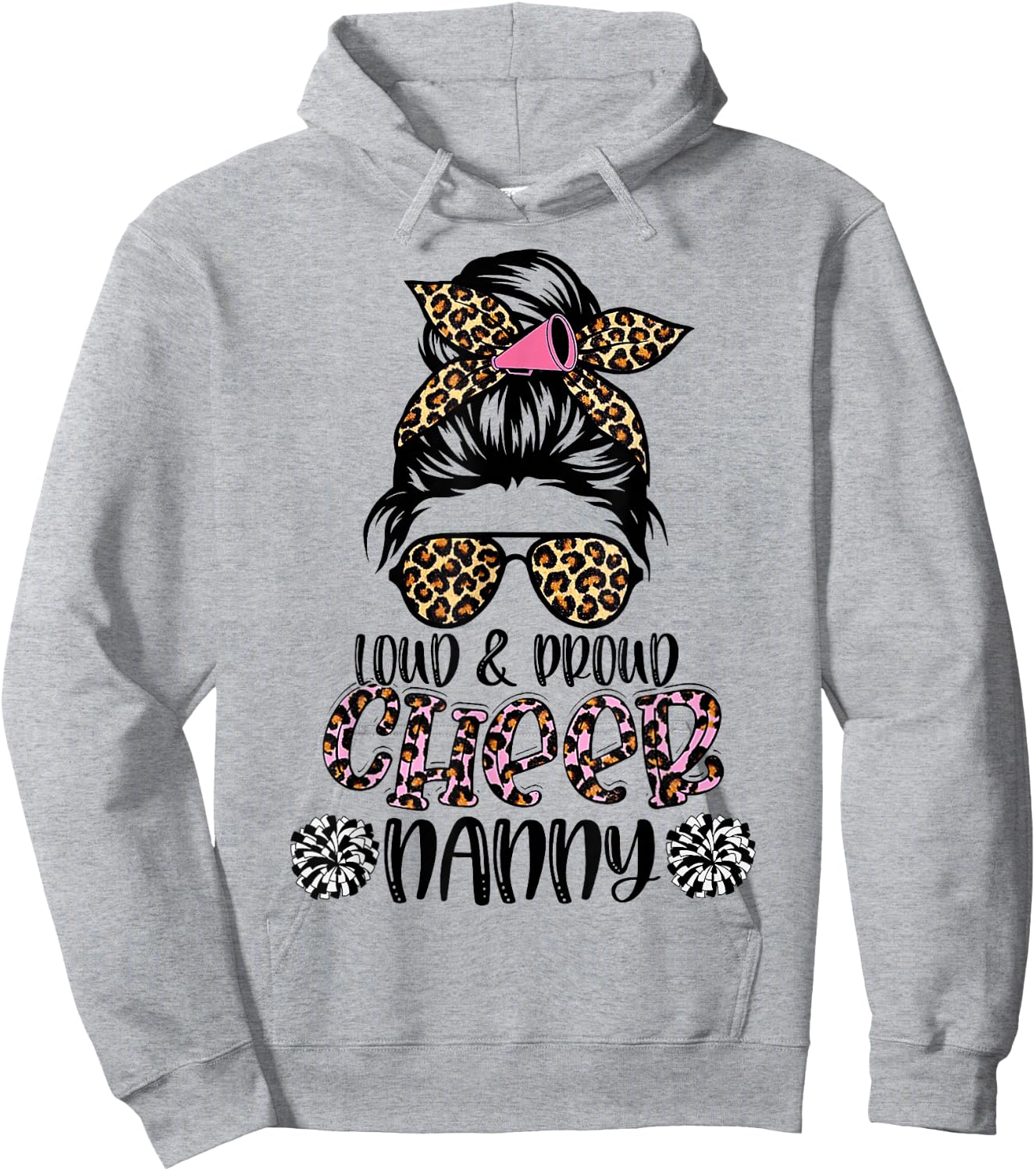 Loud And Proud Cheer Nanny Leopard Mother's Day Hoodie - Hoodie | Ash