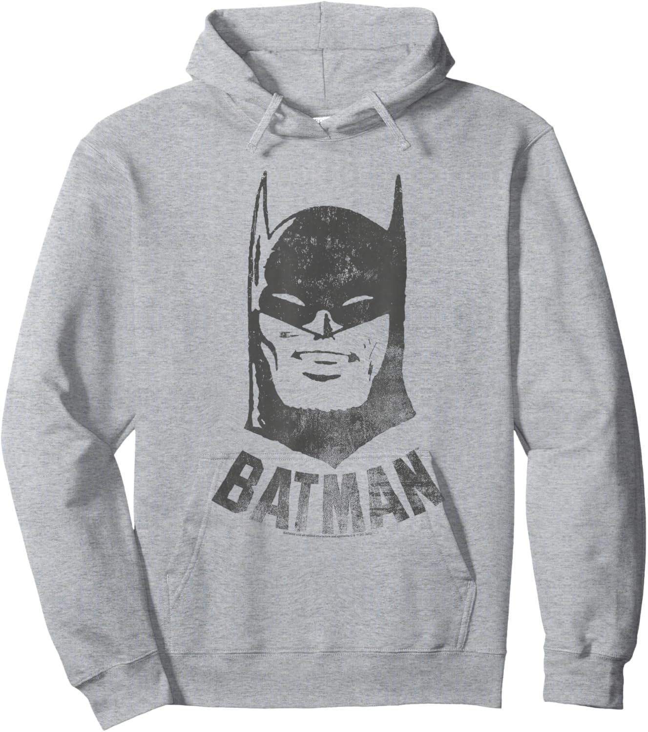 Popfunk Batman Vintage Cotton Grey , -Adults & Kids, Short Sleeve, Small, , Classic Fit, Retro Style, Letter Print Pattern Hoodie - Hoodie | Ash
