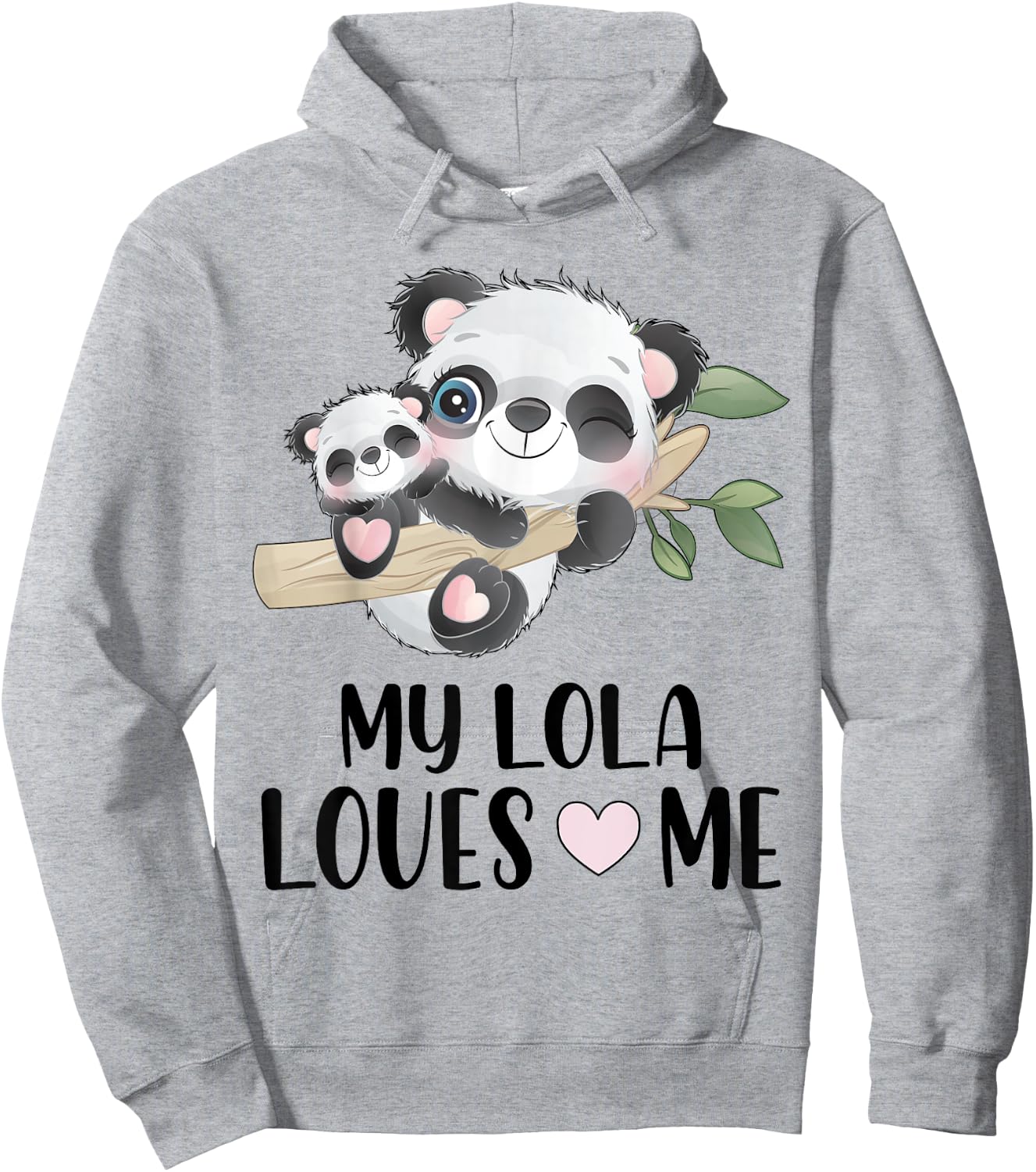 Cute Panda My Lola Loves Me Granddaughter Grandson Gift Hoodie - Hoodie | Ash