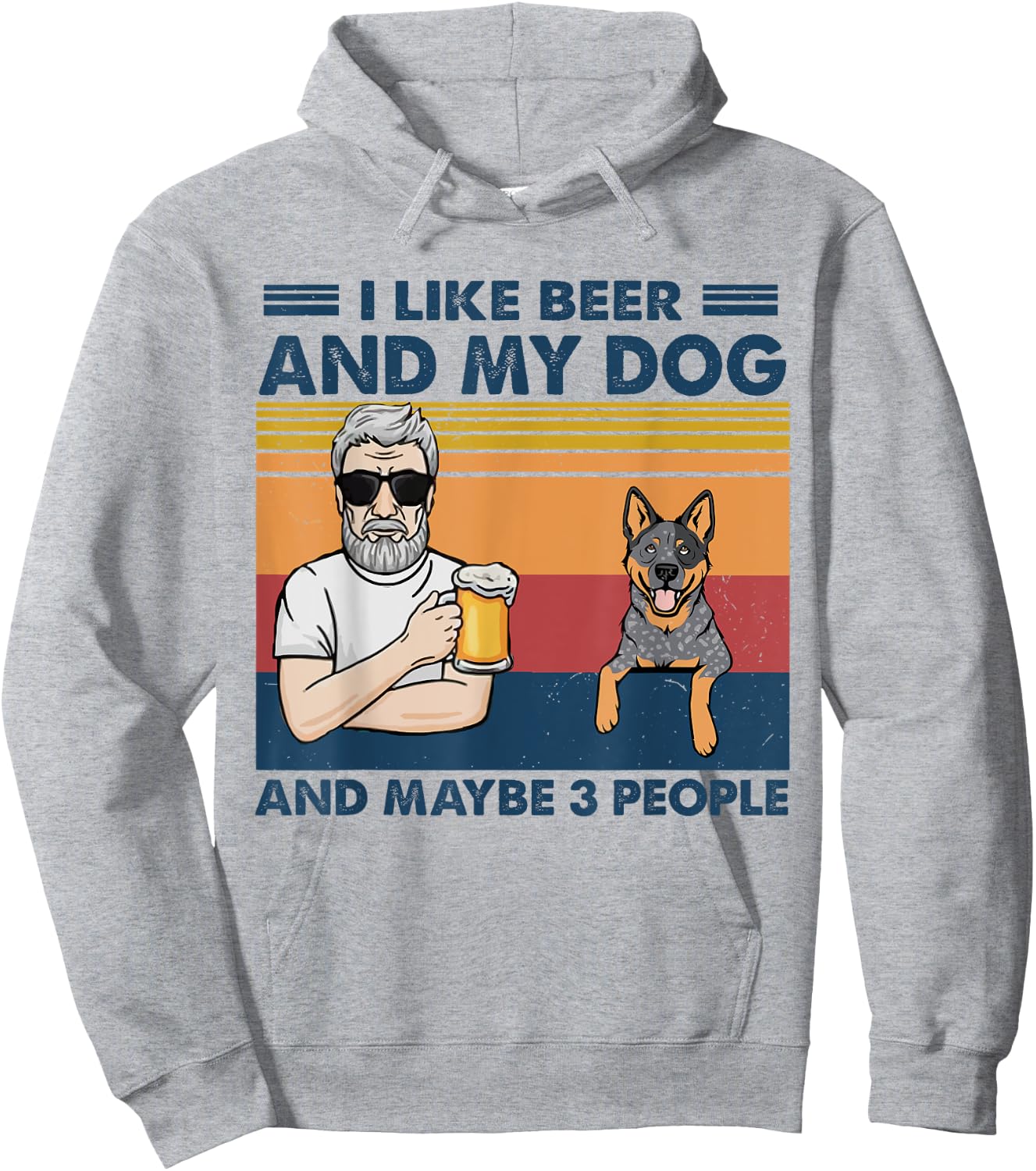 I Like Beer And My Dog Blue Heeler Australian Cattle Grandpa Hoodie - Hoodie | Ash