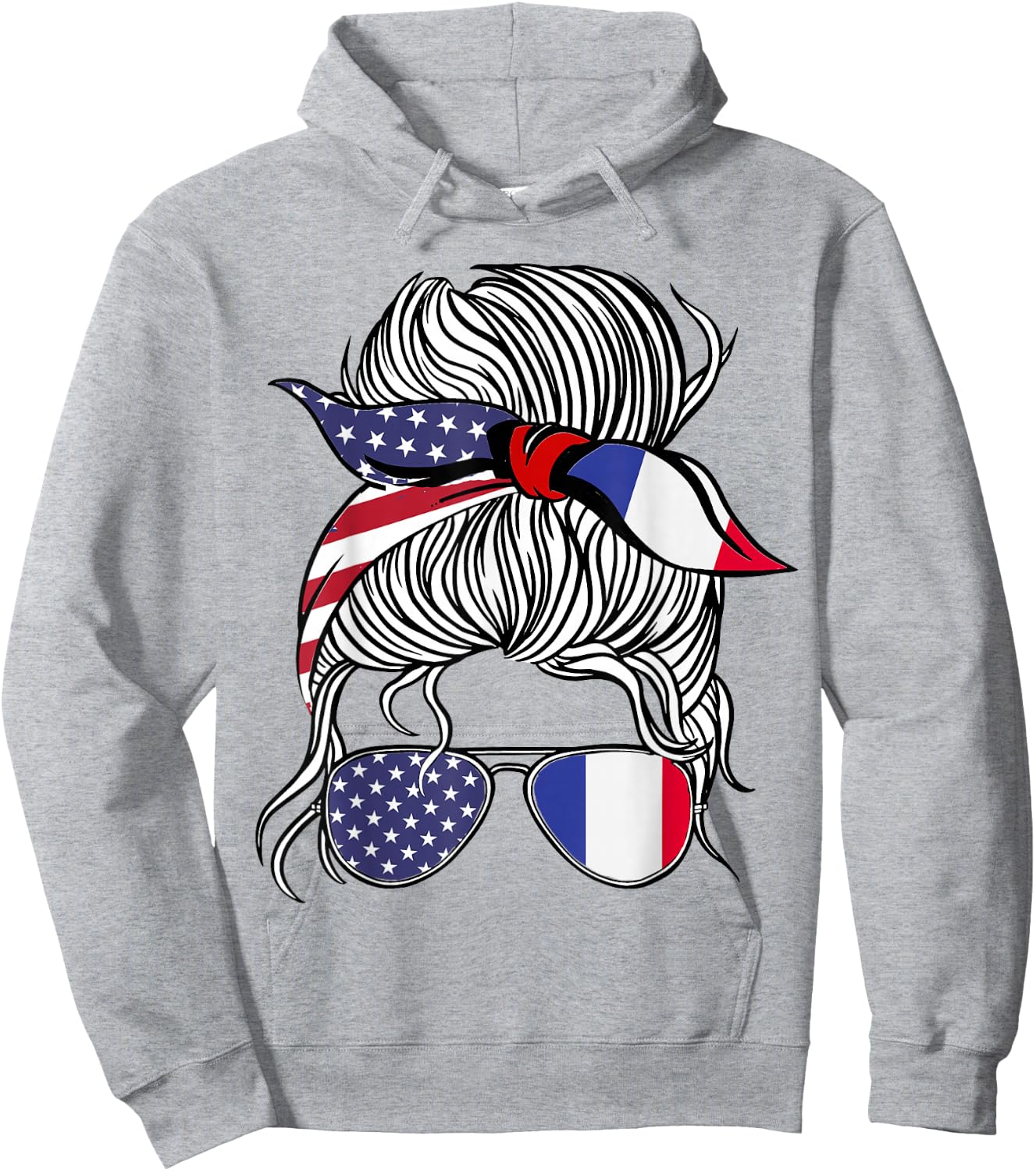 American French Patriot Flag Women Girl France Grown Hoodie - Hoodie | Ash