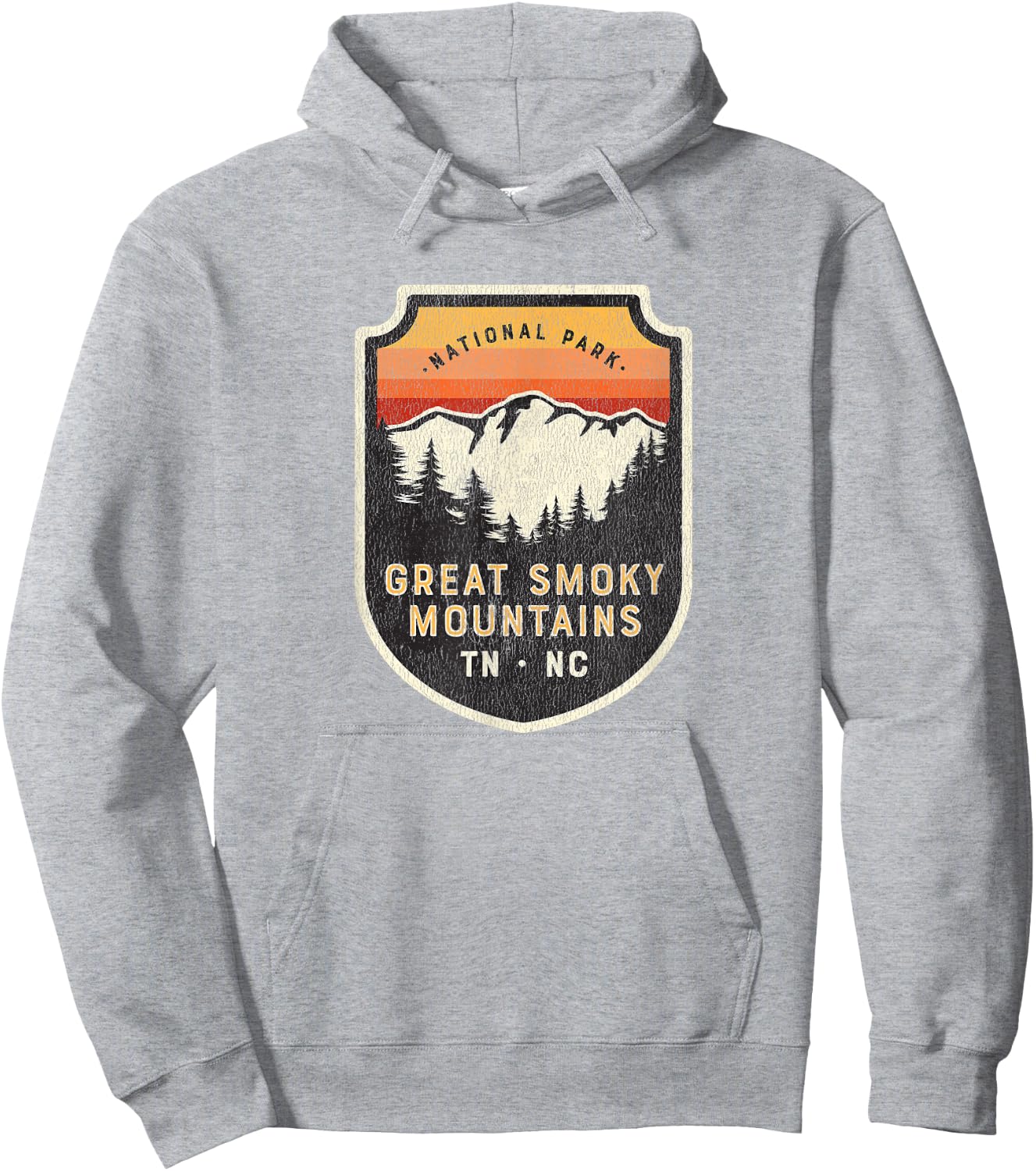 Great Smoky Mountains National Park Vintage Crest Hoodie - Hoodie | Ash