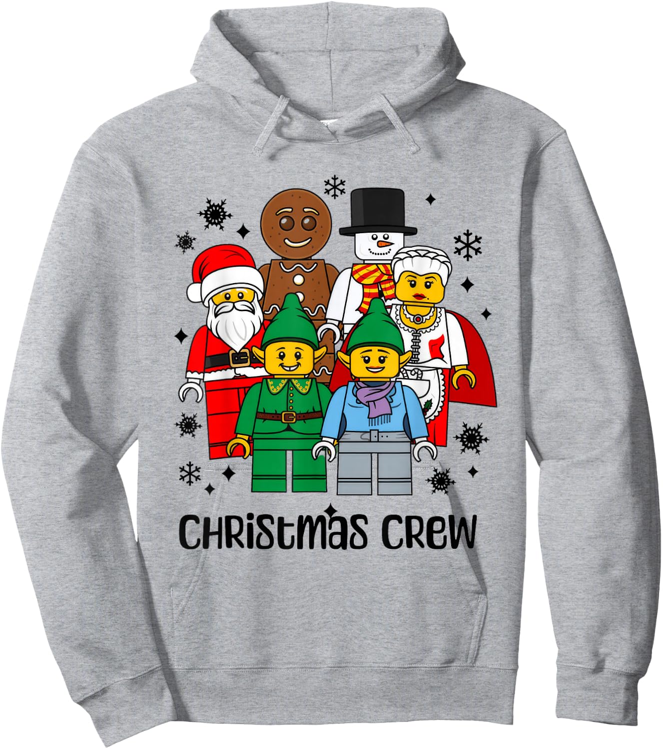 Christmas Building Bricks Santa Snowman Gingerbread Matching Hoodie - Hoodie | Ash