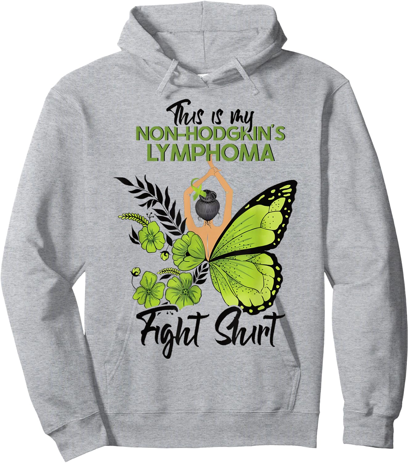 Non-Hodgkins Lymphoma Cancer Awareness Green Ribbon Hoodie - Hoodie | Ash